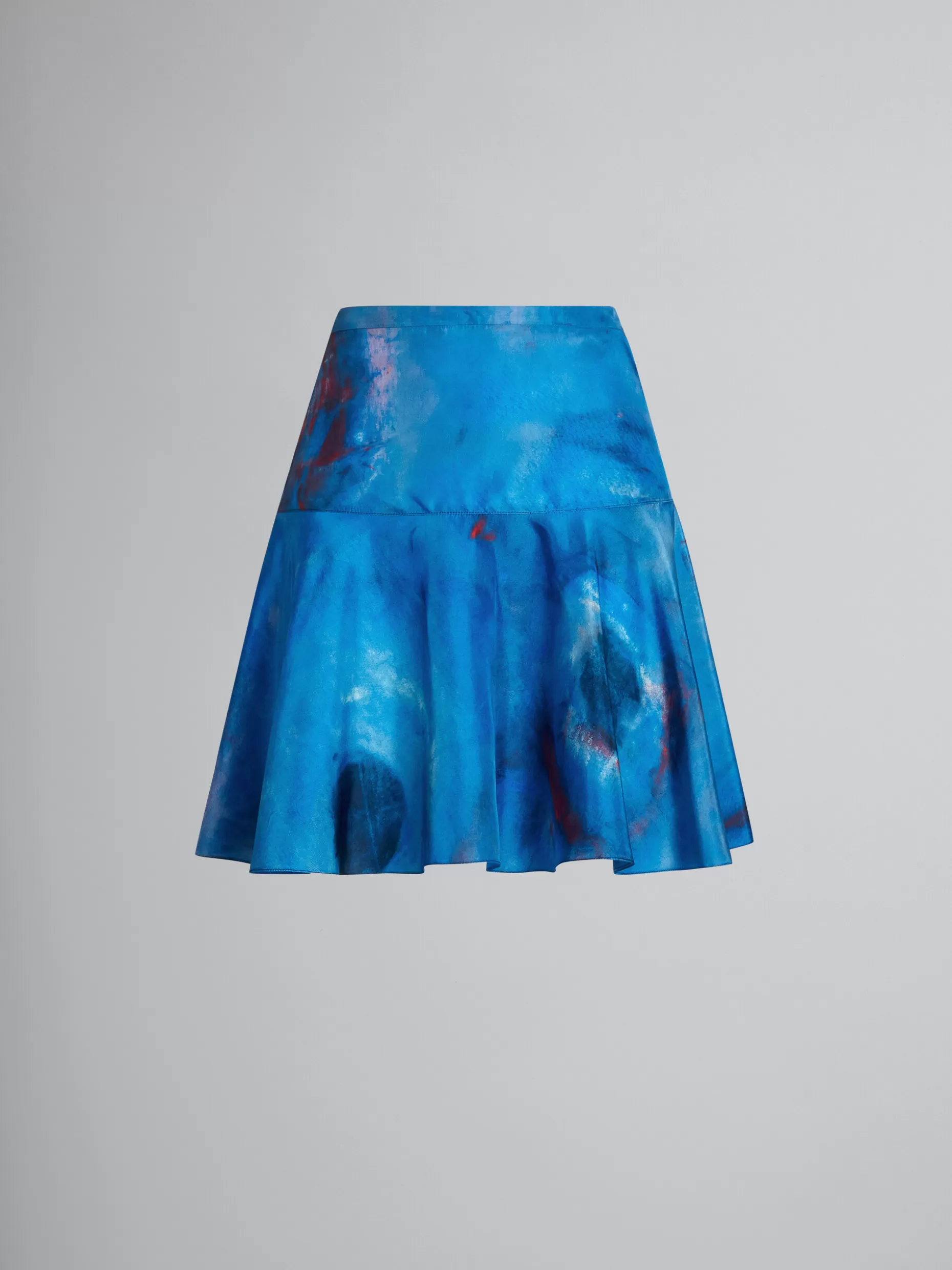 Women Marni Silk Flounce Skirt With Buchi Blu Print