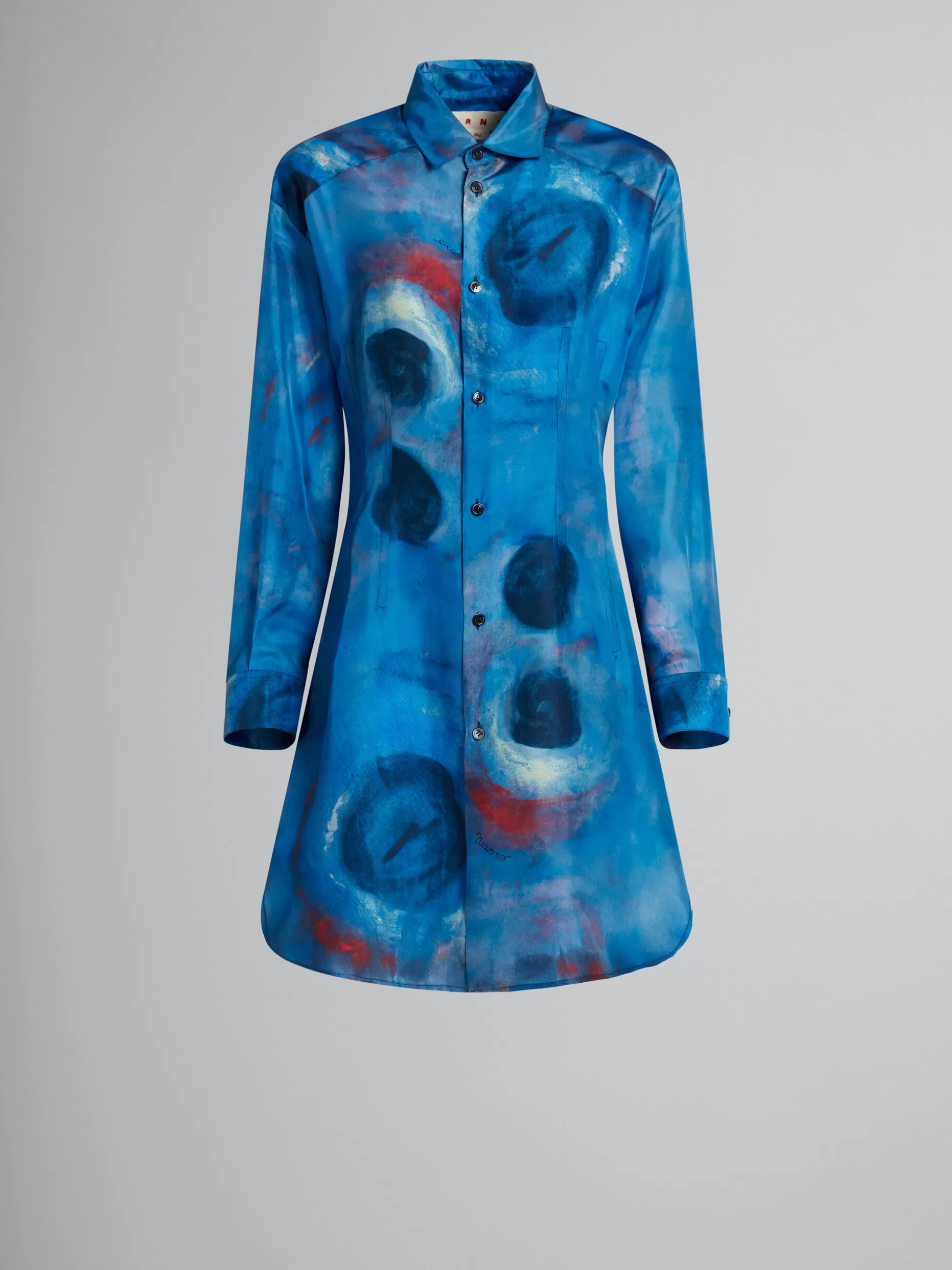 Women Marni Silk Shirt Dress With Buchi Blue Print