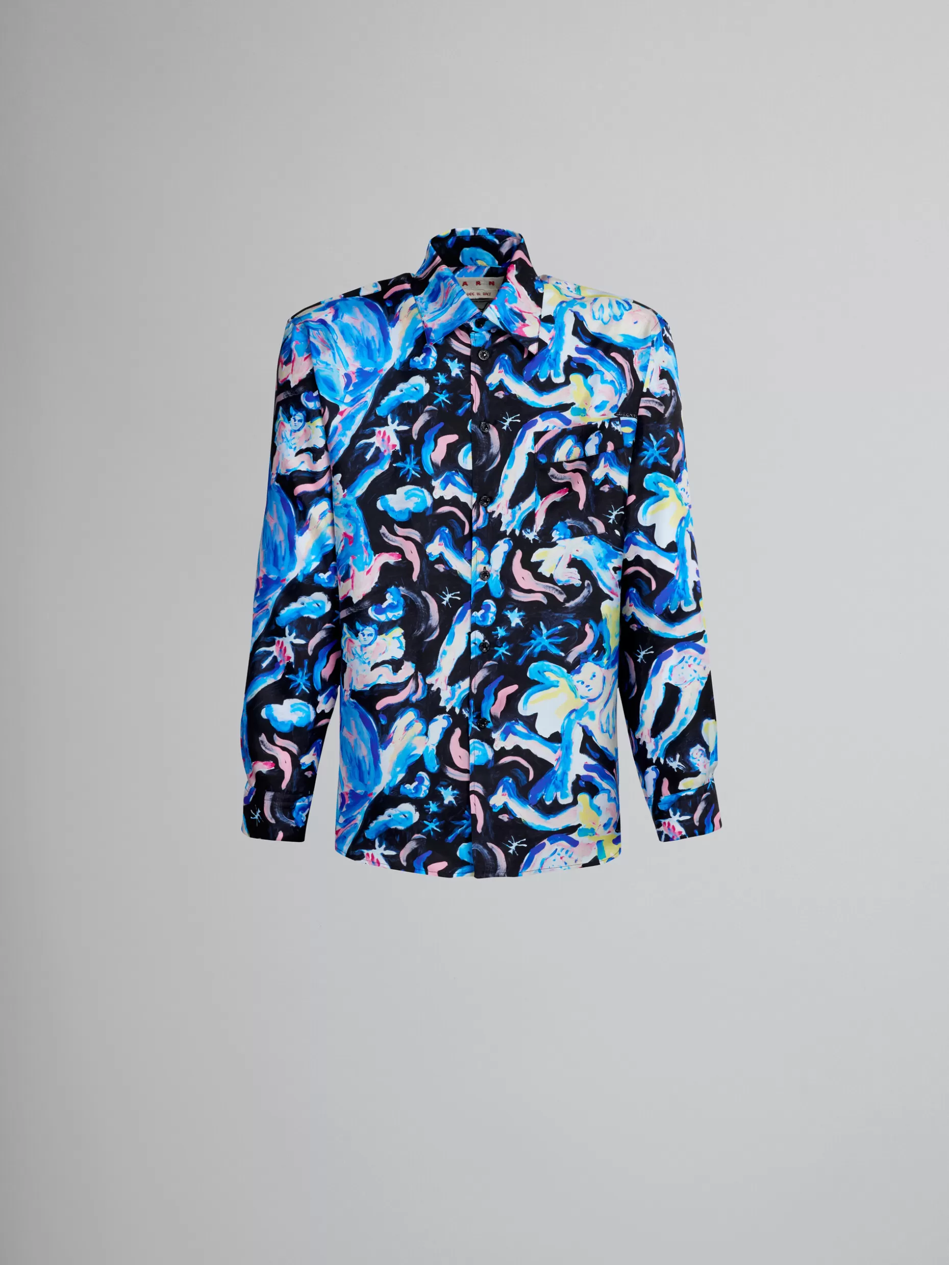 Men Marni Silk Shirt With Luciferi Print