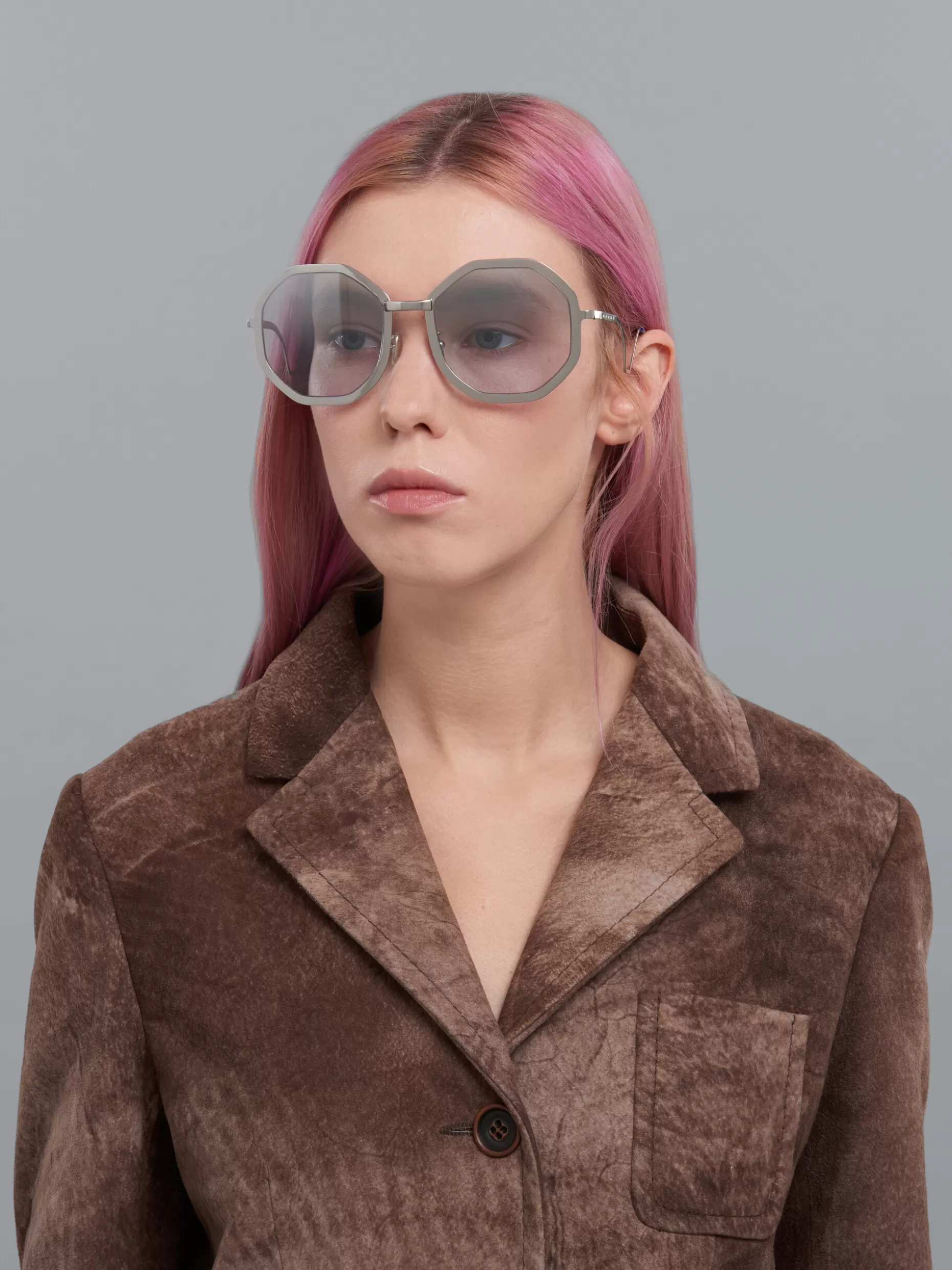 Women Marni Silver Kamiora Mine Metal Sunglasses