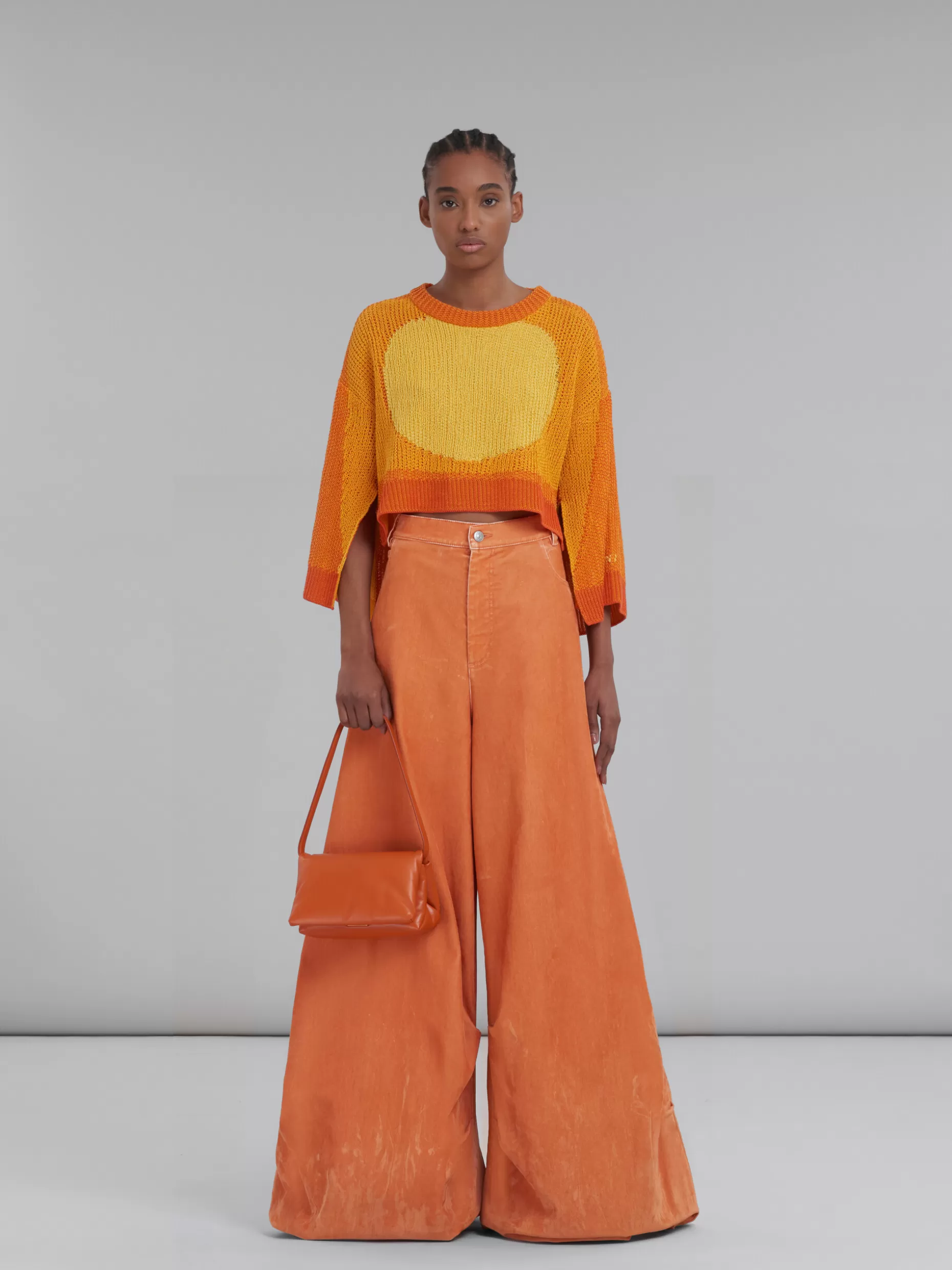 Women Marni Small Orange Calsfkin Prisma Bag