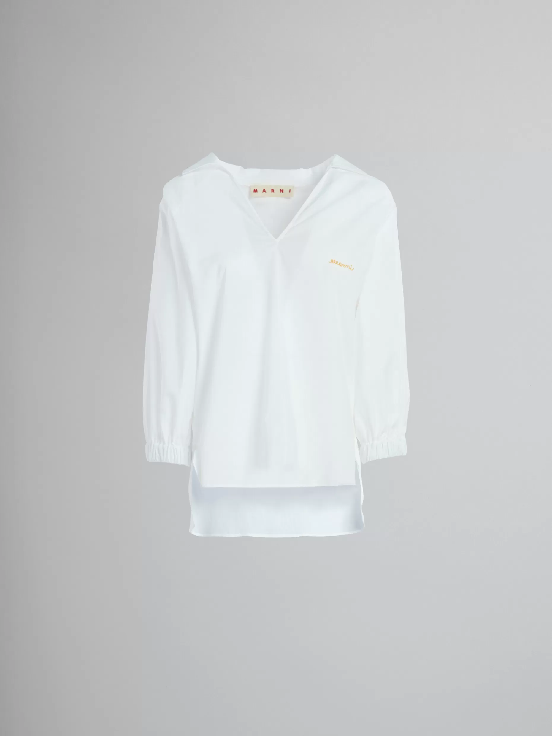 Women Marni Square-Neck Top In White Bio Poplin