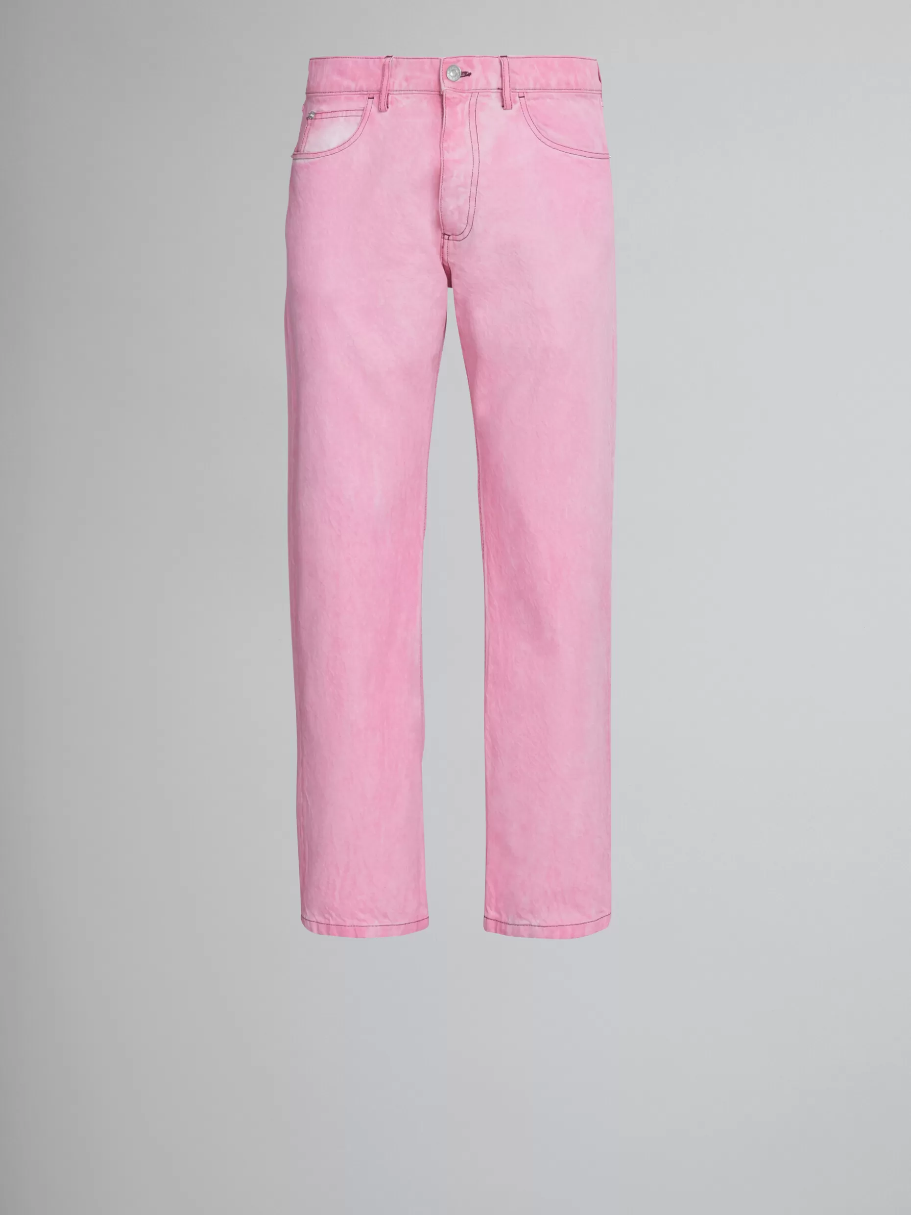 Men Marni Straight Trousers In Pink Cotton Drill