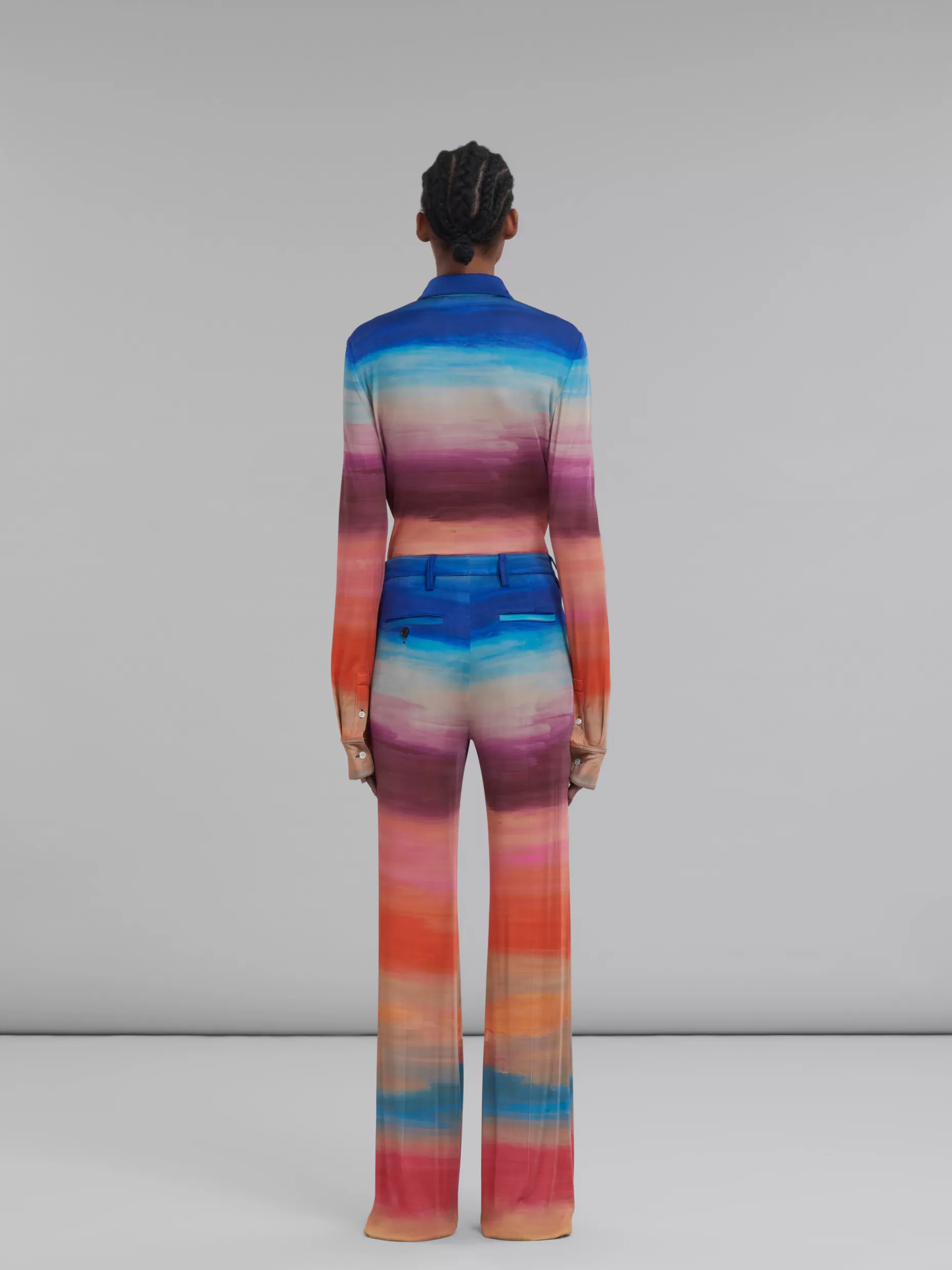 Women Marni Stretch Jersey Trousers With Dark Side Of The Moon Print