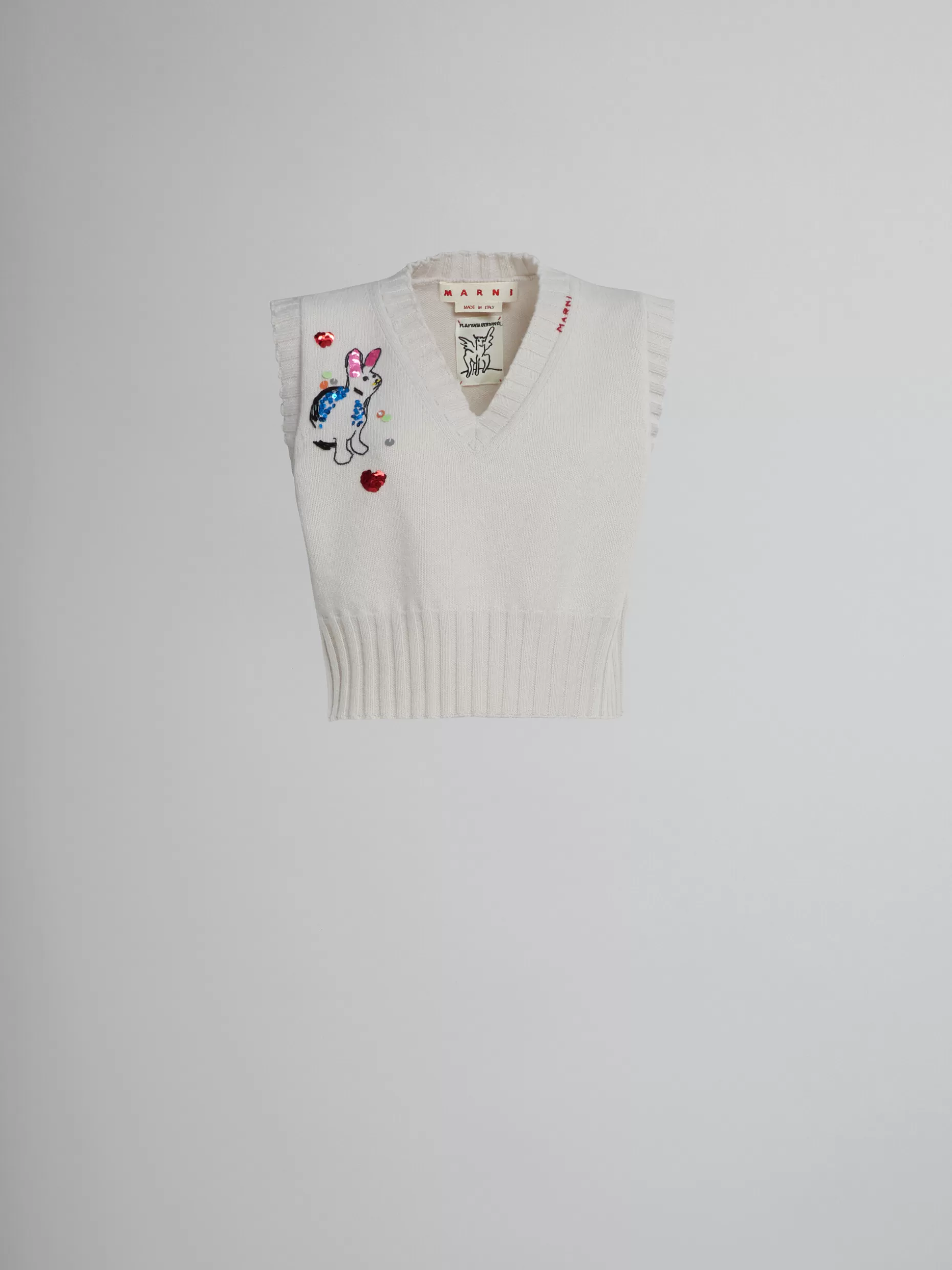 Women Marni Sweater Vest With Rabbit Embroidery