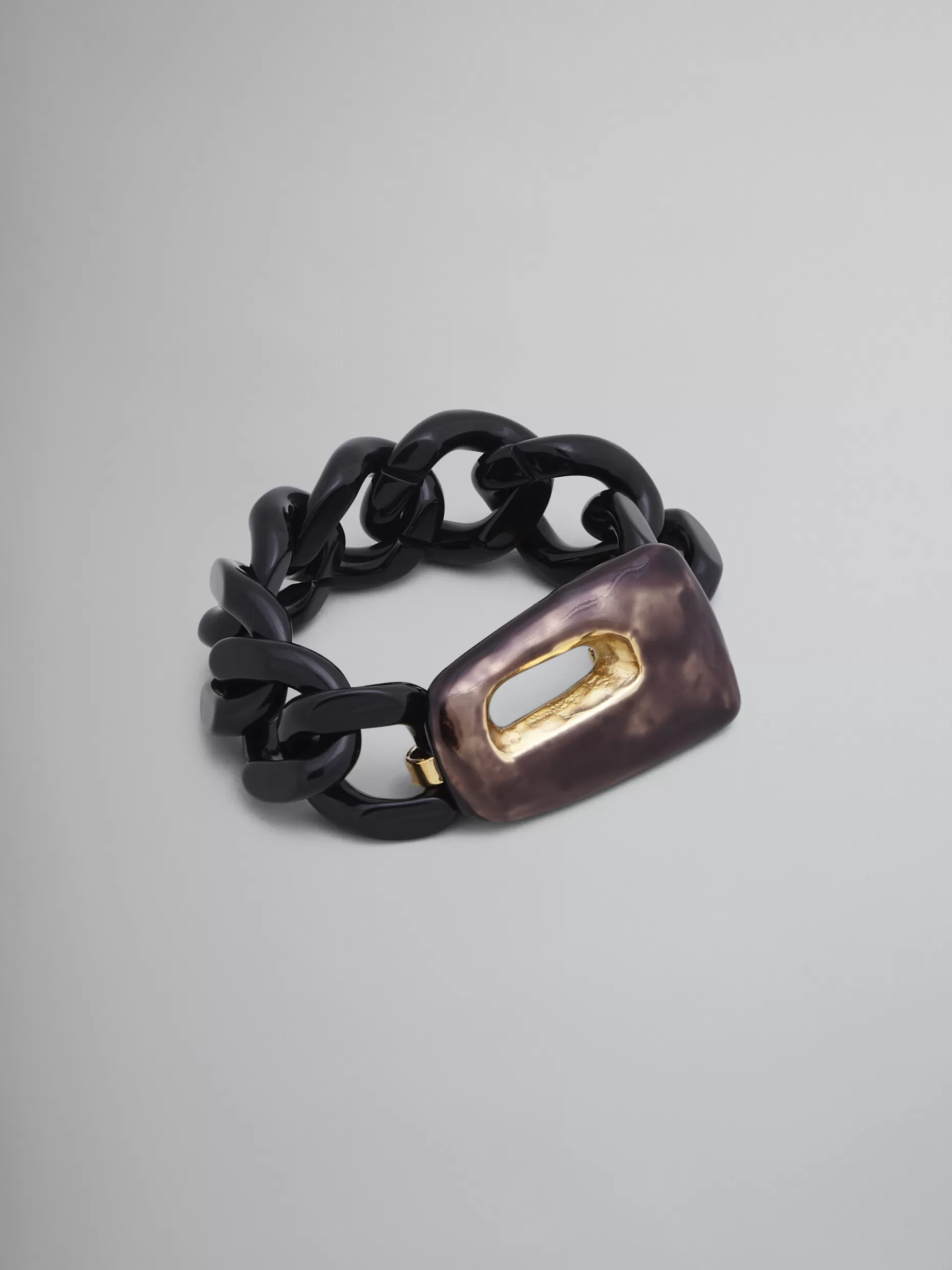 Women Marni Trapeze Bracelet In Metal Resin And Black Enamel