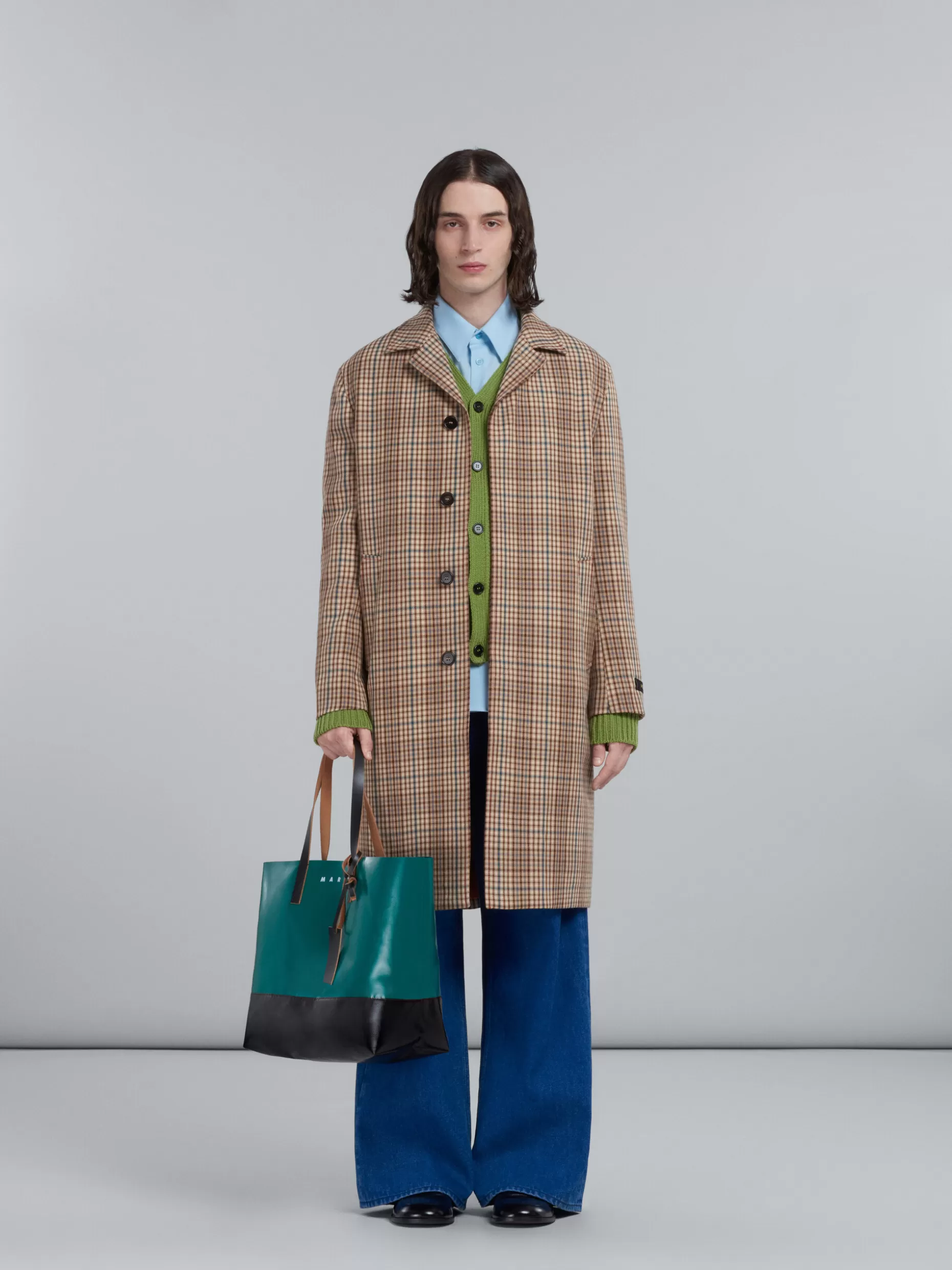 Men Marni Tribeca Shopping Bag In Green And Black