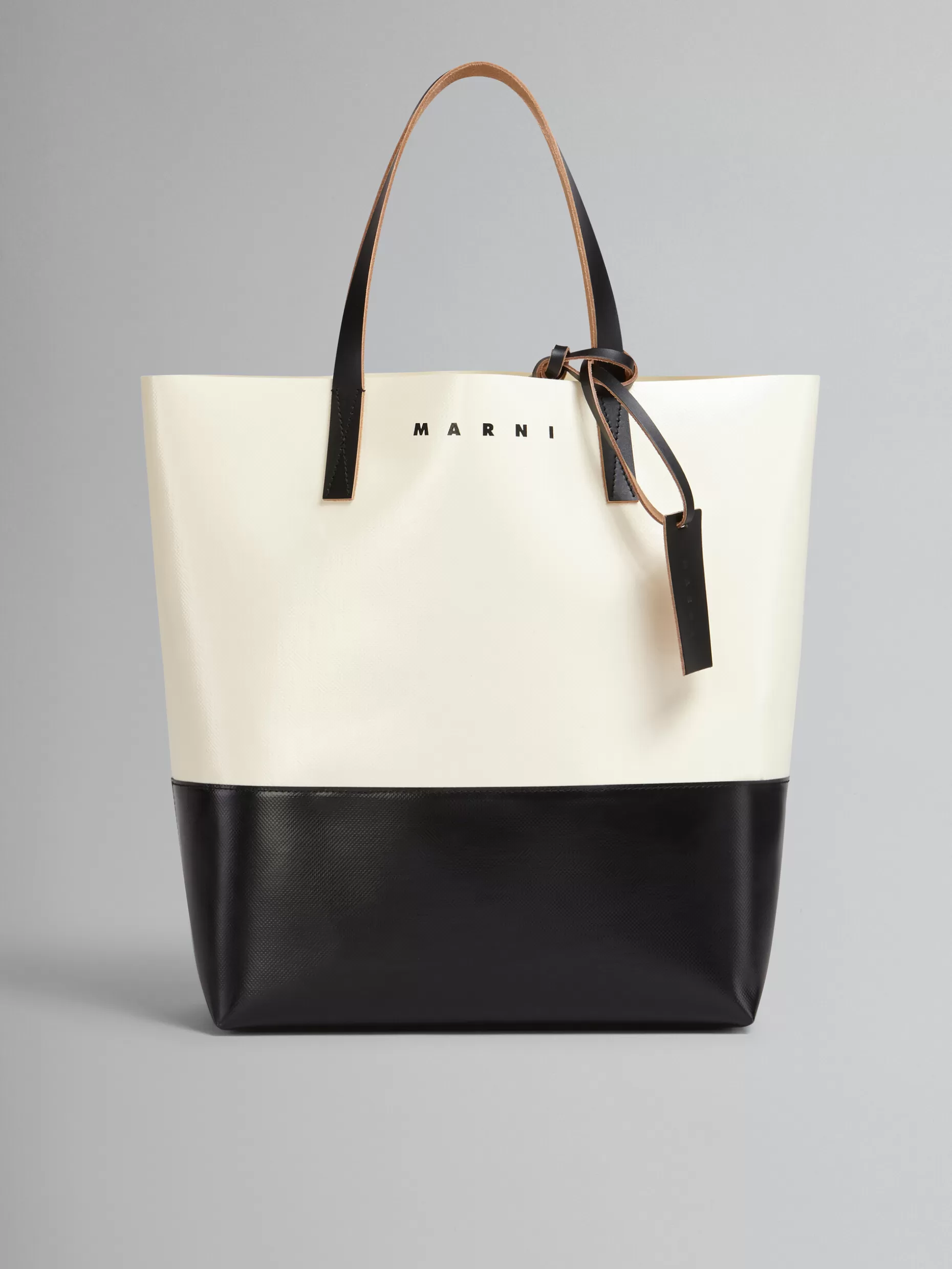 Men Marni Tribeca Shopping Bag In White And Black