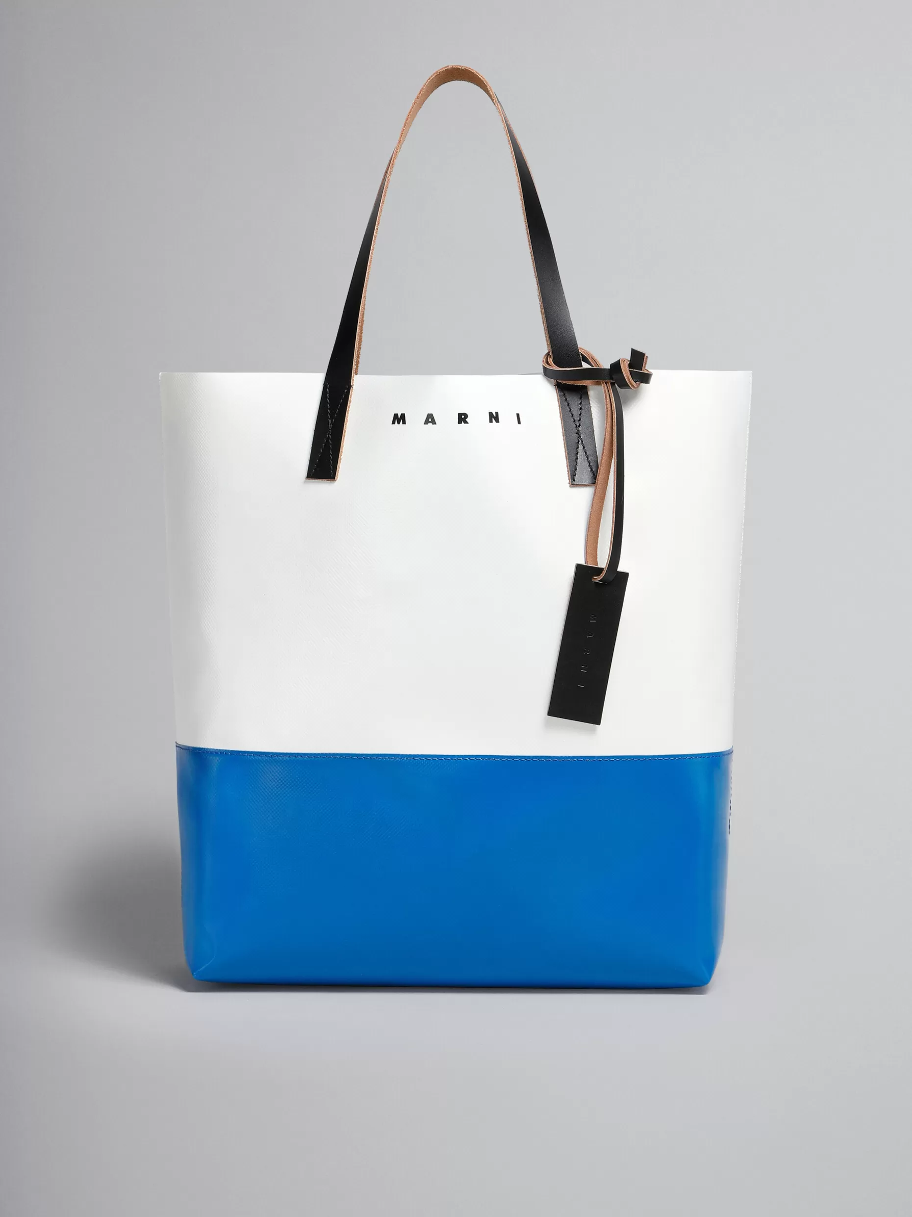 Men Marni Tribeca Shopping Bag In White And Blue