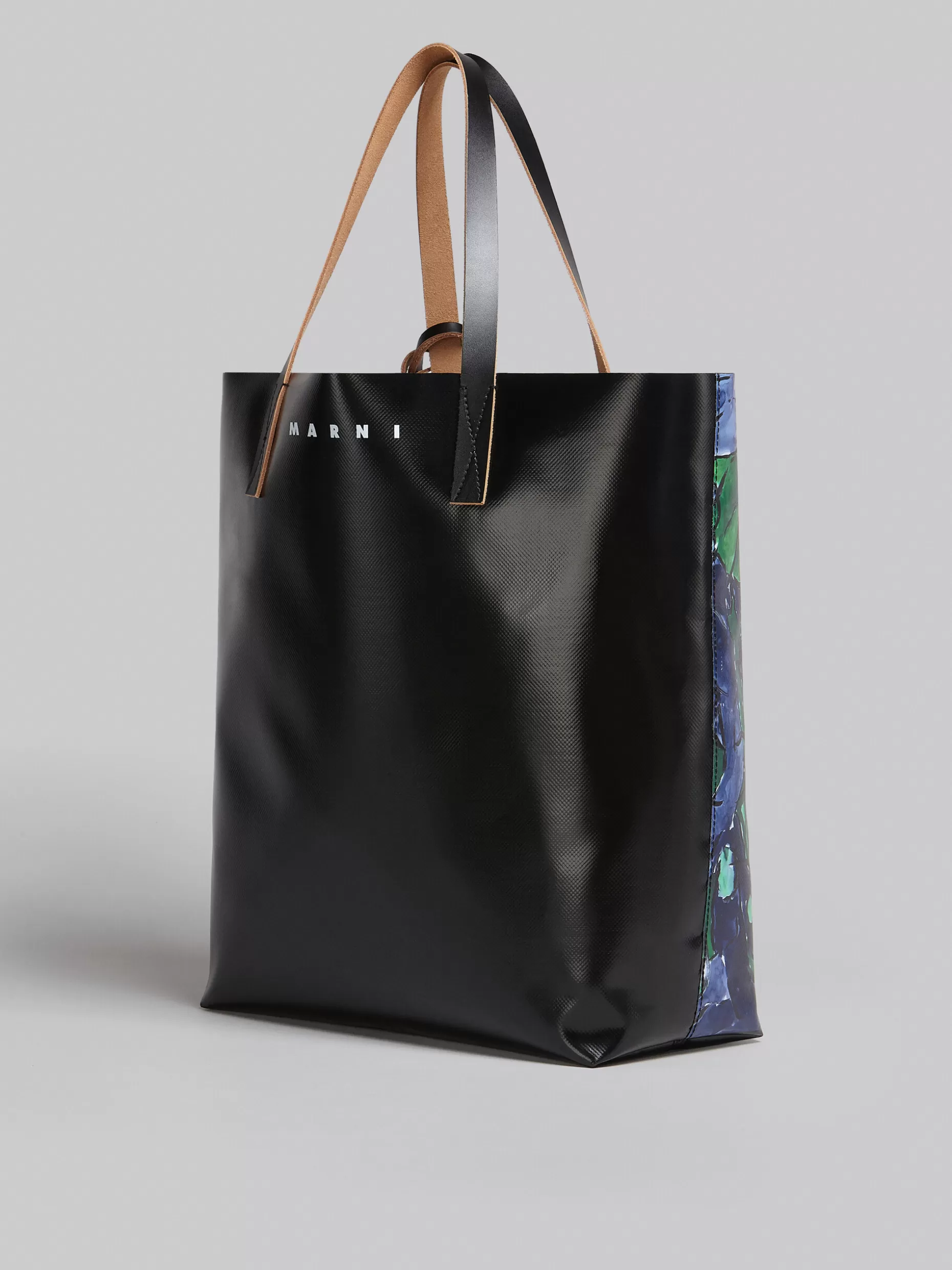 Men Marni Tribeca Shopping Bag With Blue And Green Mani Print