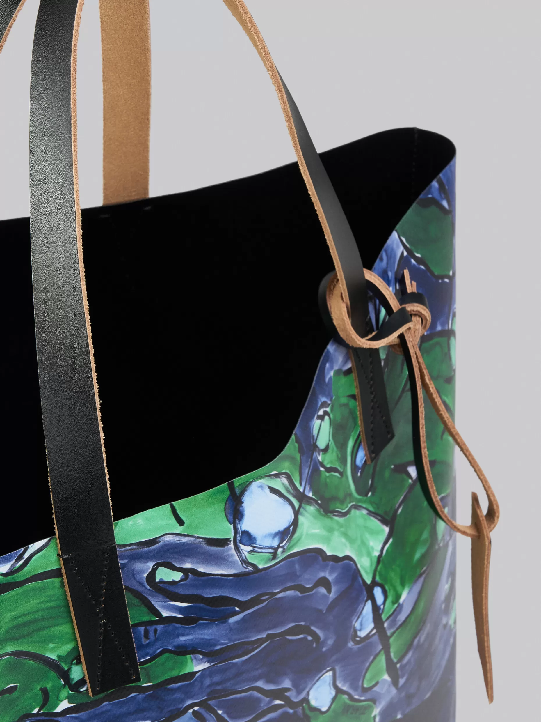 Men Marni Tribeca Shopping Bag With Blue And Green Mani Print