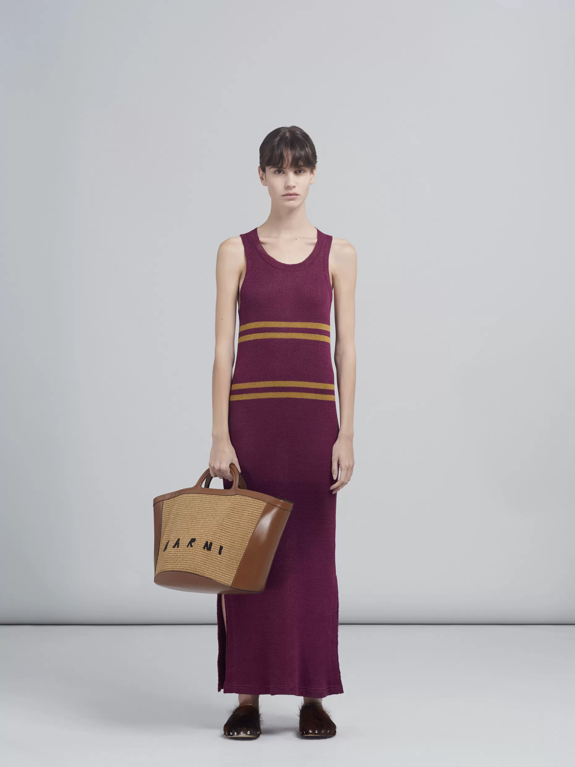 Women Marni Tropicalia Large Bag In Brown Leather And Raffia