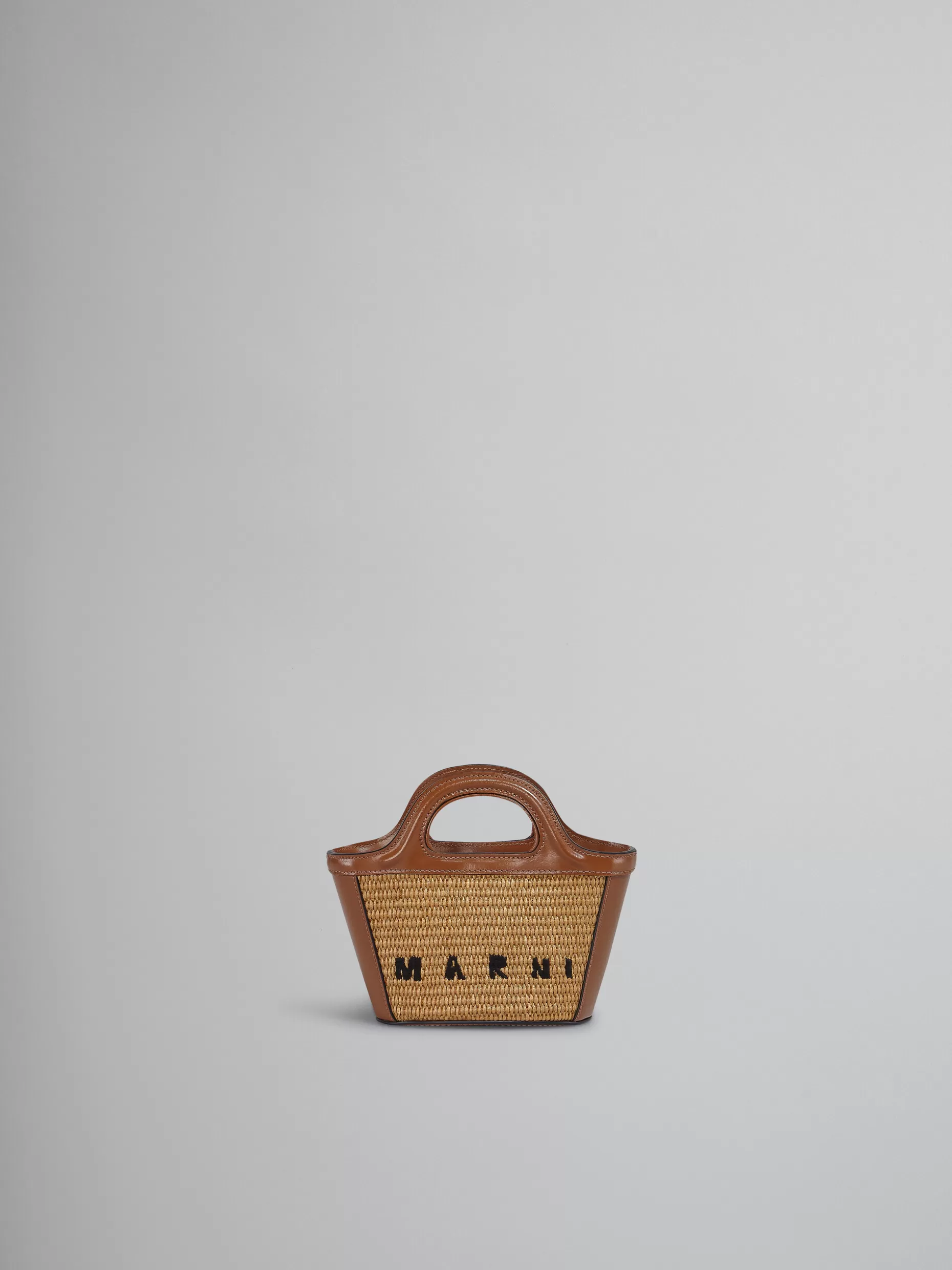 Women Marni Tropicalia Micro Bag In Brown Leather And Raffia