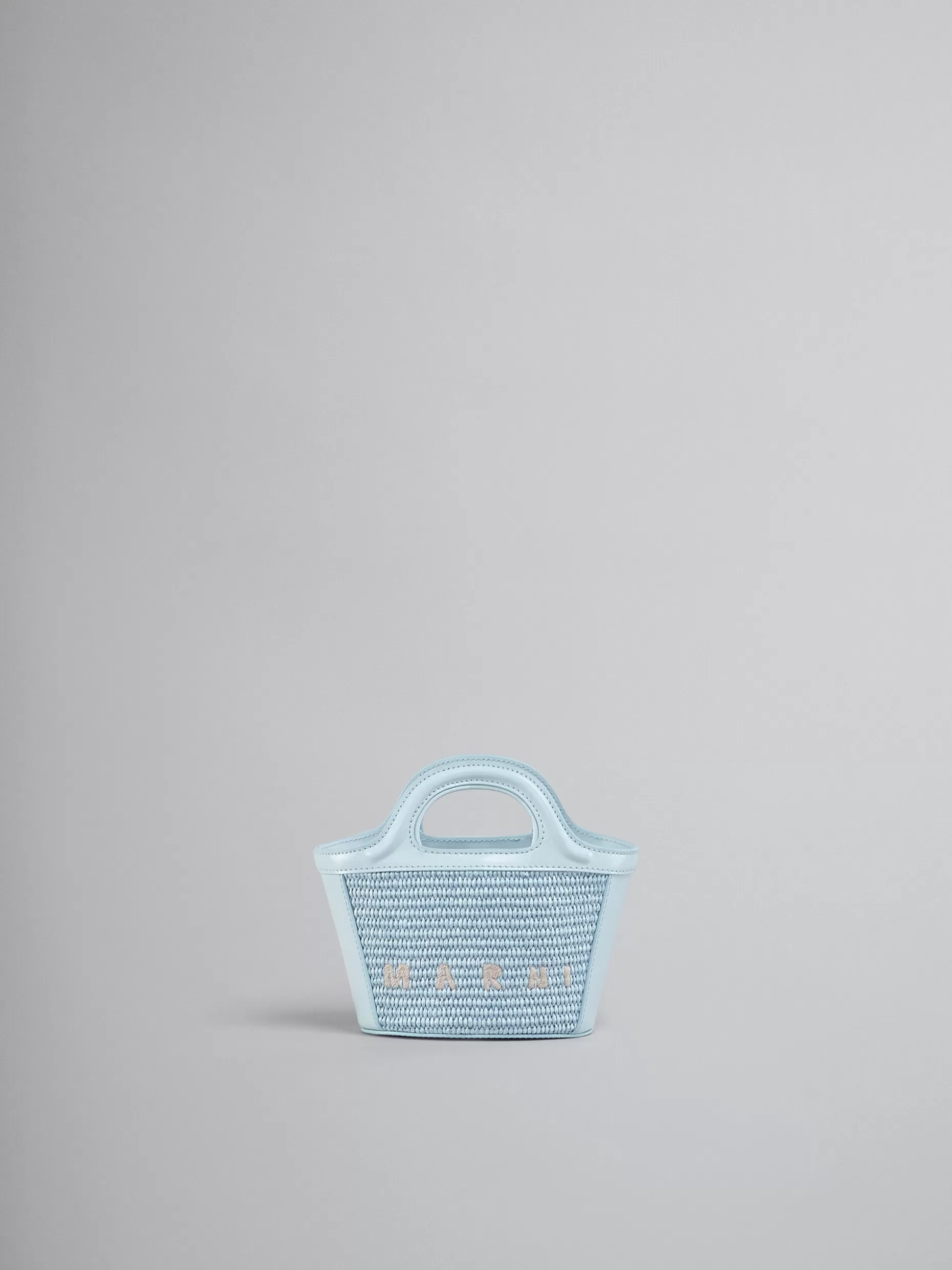 Women Marni Tropicalia Micro Bag In Light Blue Leather And Raffia