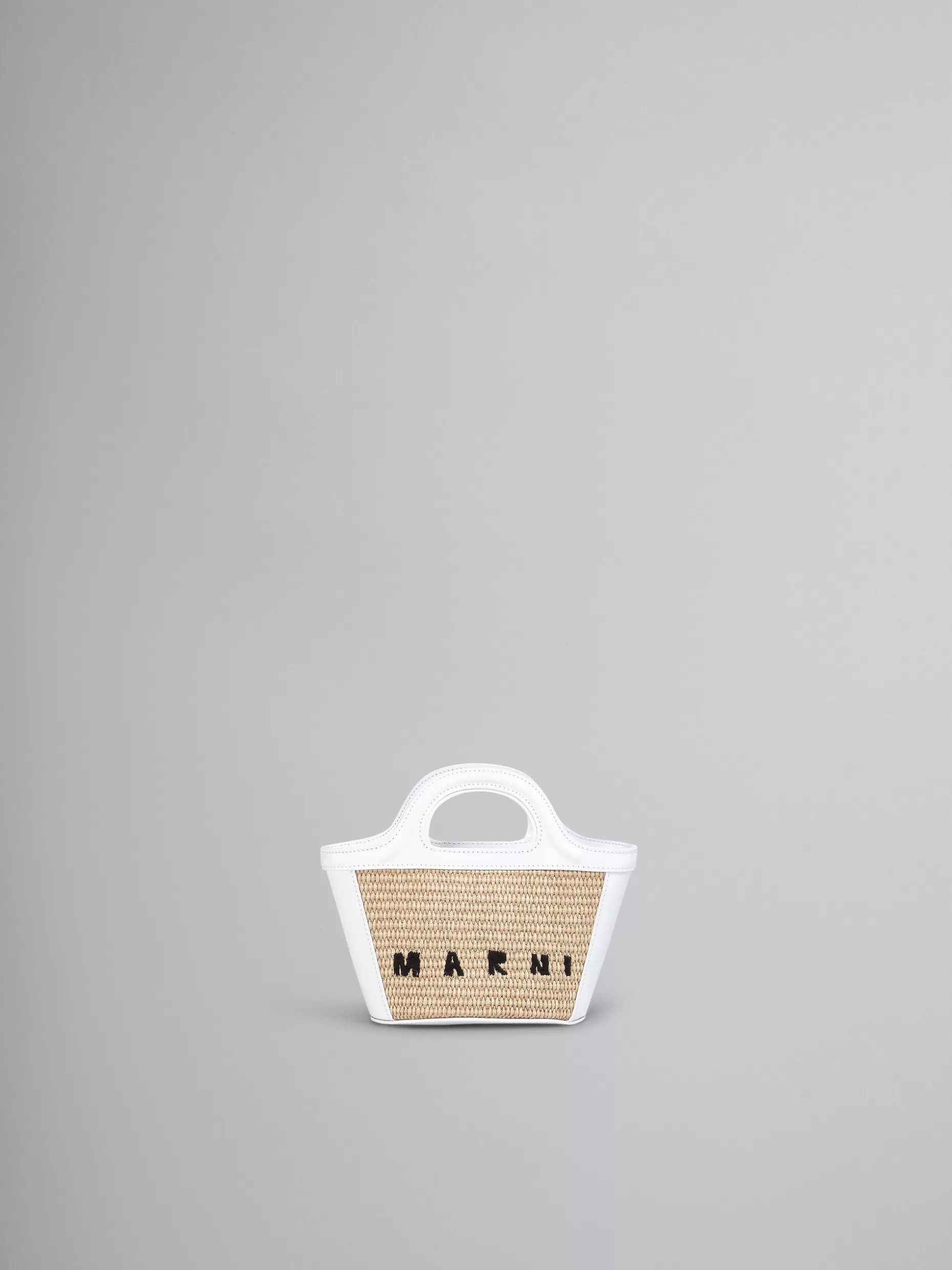 Women Marni Tropicalia Micro Bag In White Leather And Raffia