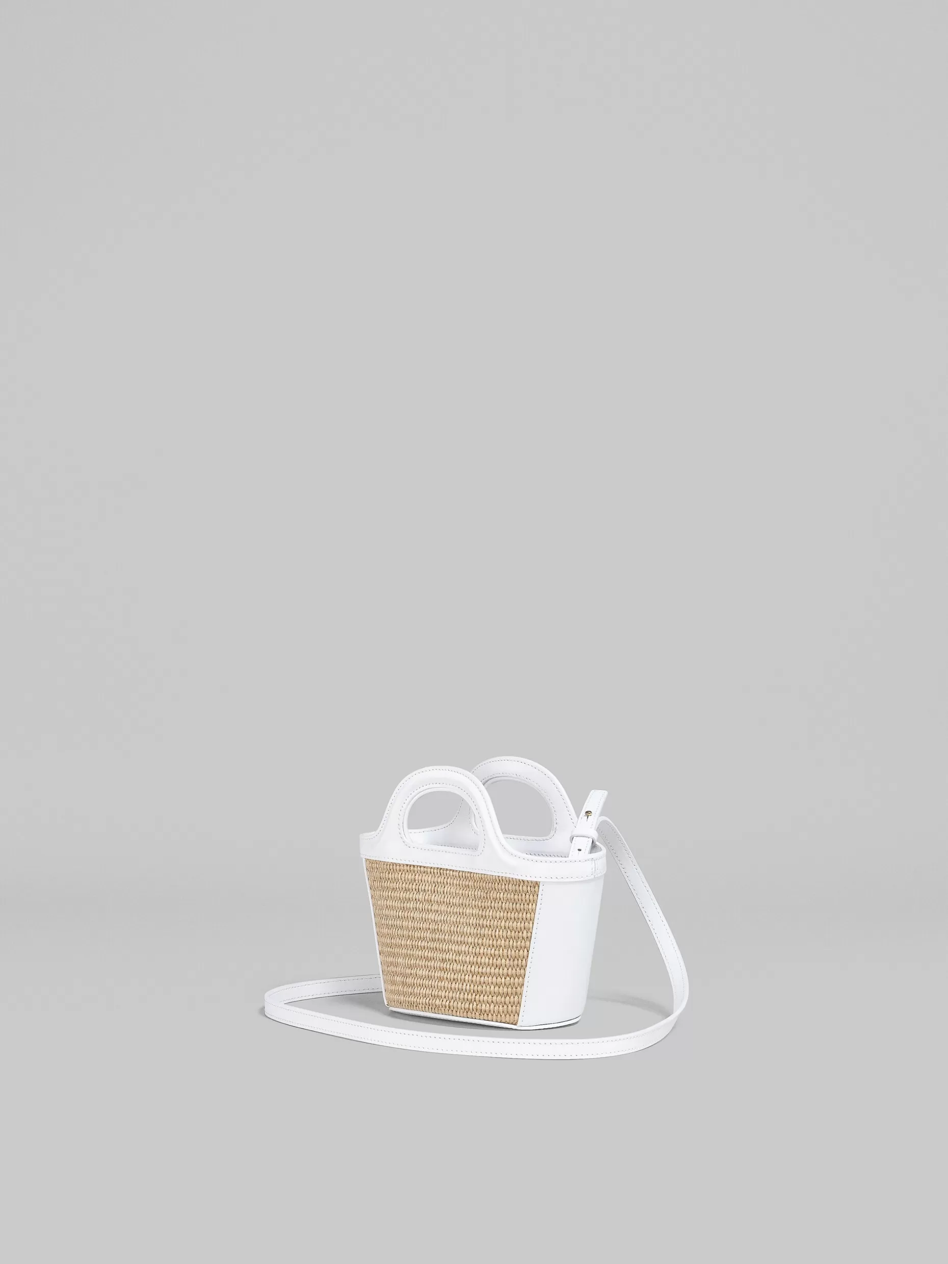 Women Marni Tropicalia Micro Bag In White Leather And Raffia