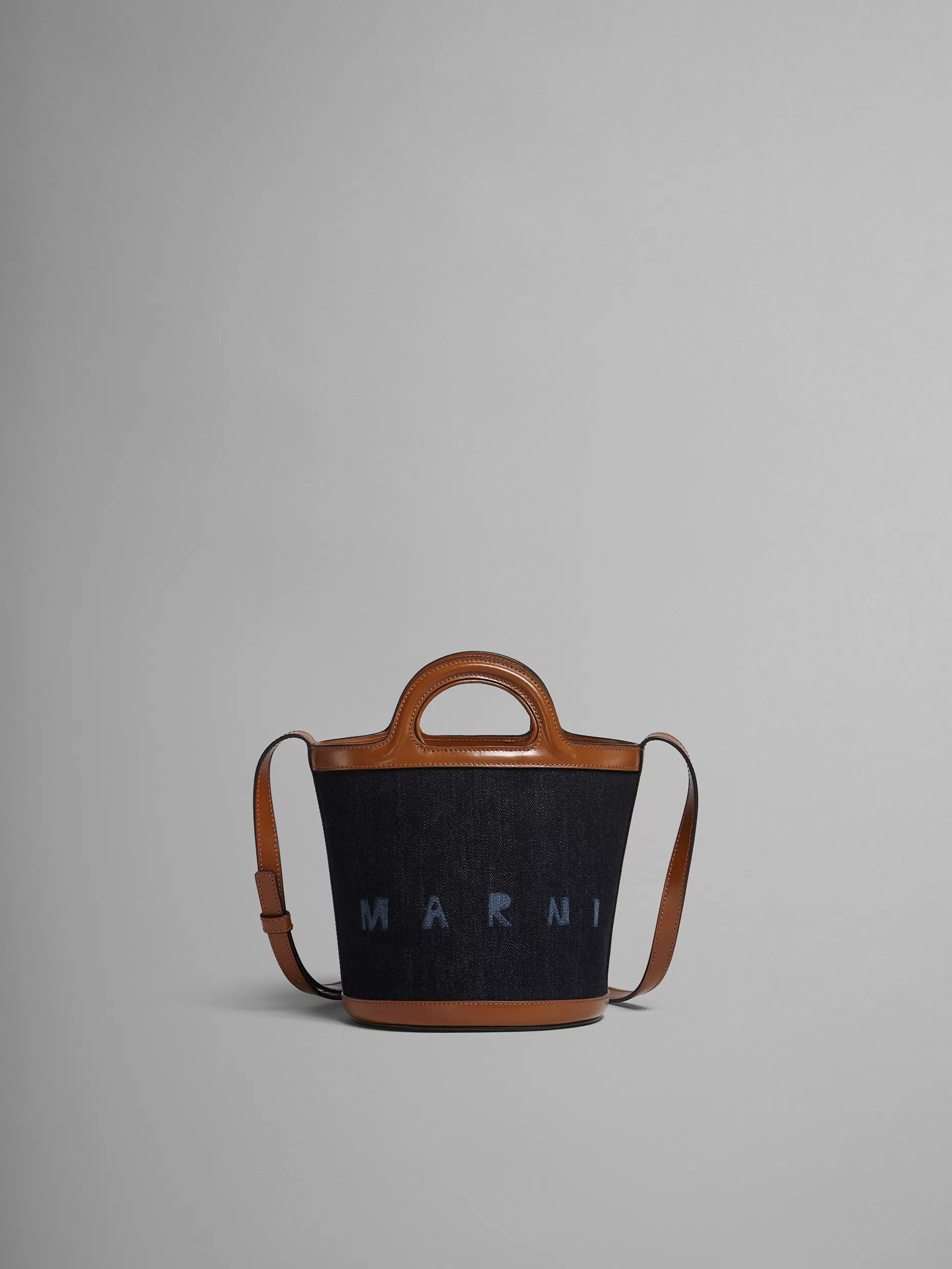 Women Marni Tropicalia Mini Bucket Bag In Denim And Leather