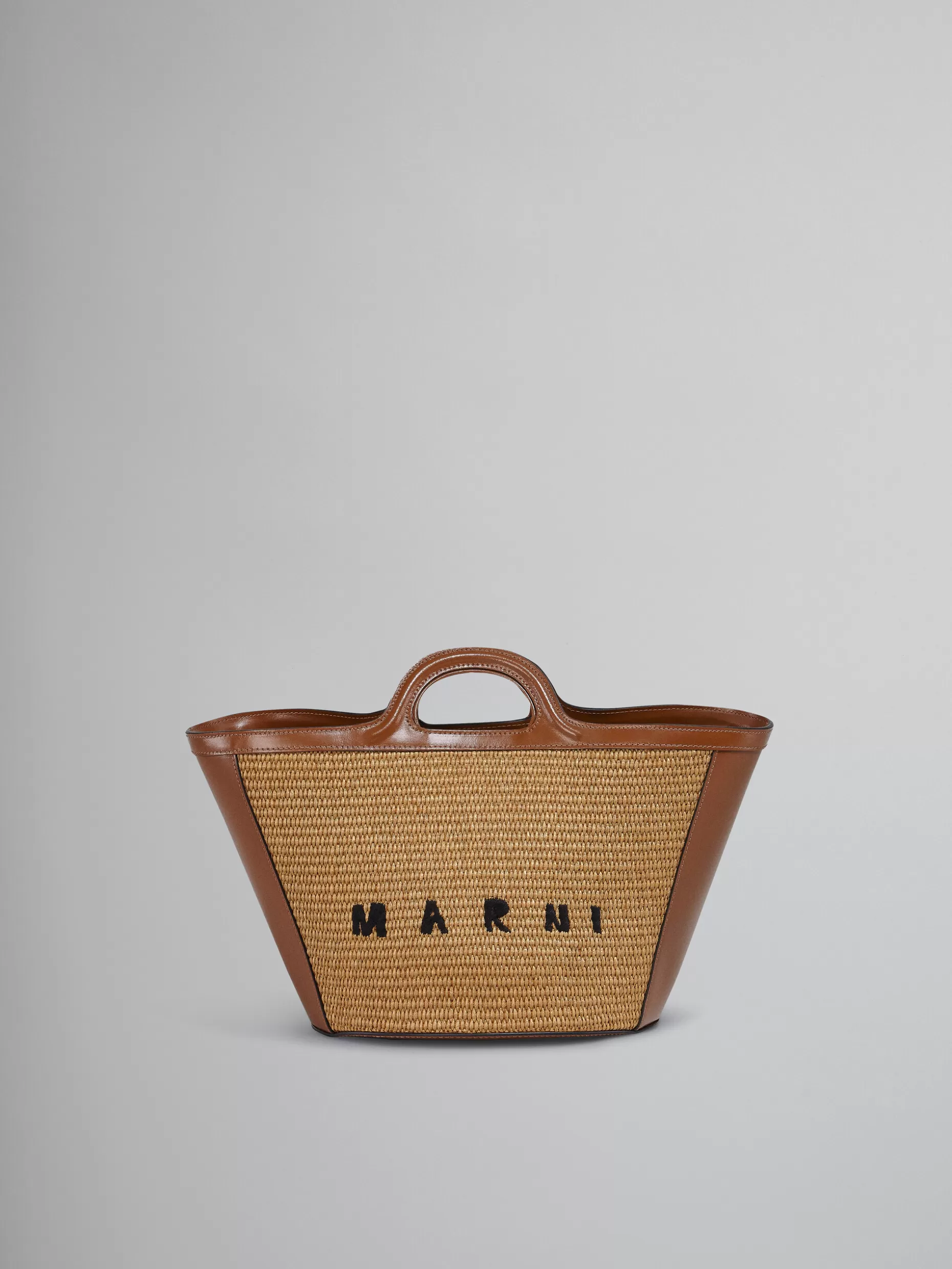 Women Marni Tropicalia Small Bag In Brown Leather And Raffia