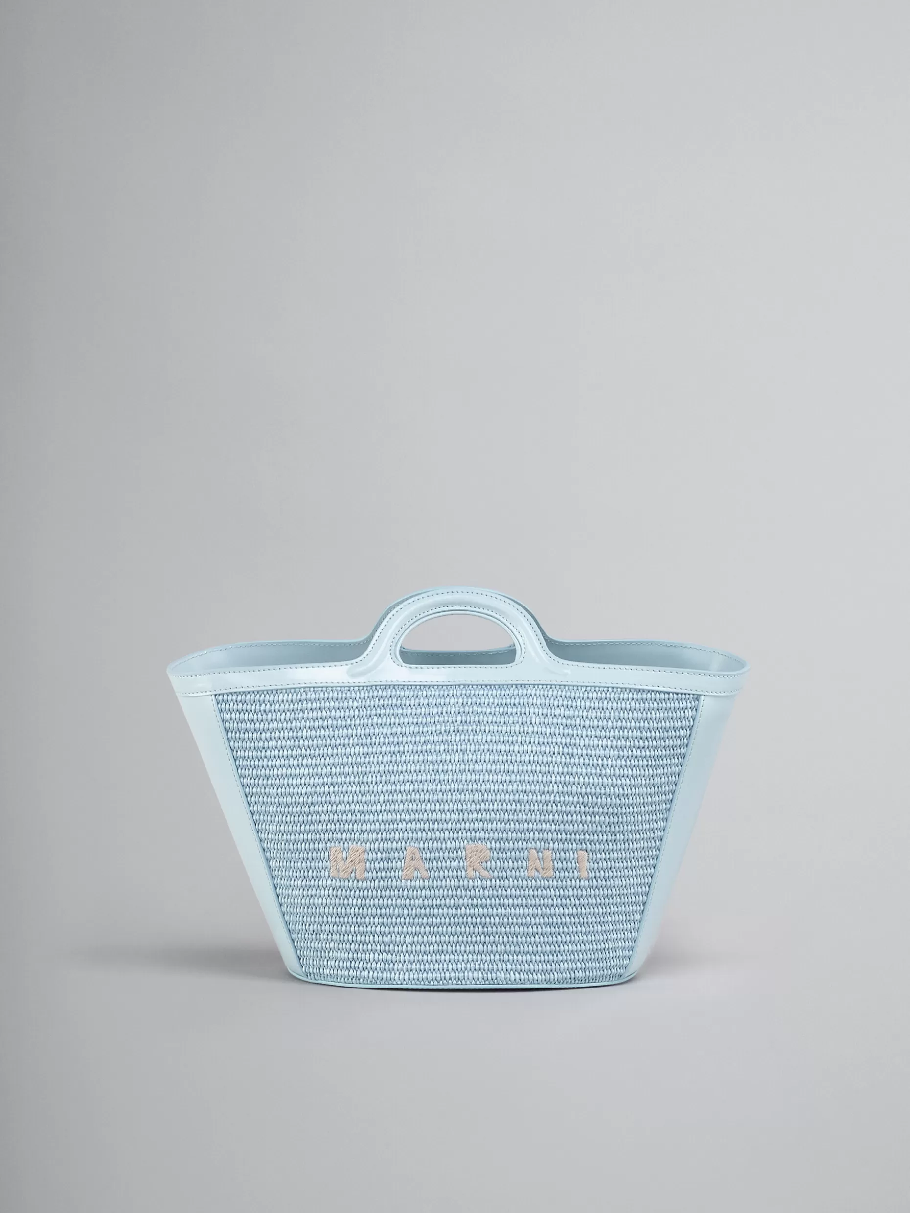 Women Marni Tropicalia Small Bag In Light Blue Leather And Raffia