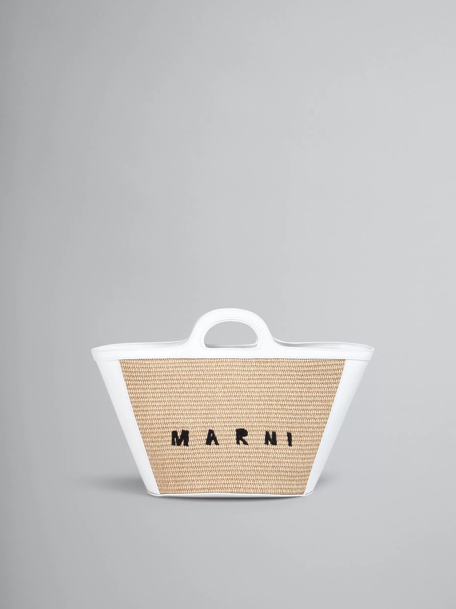 Women Marni Tropicalia Small Bag In White Leather And Raffia