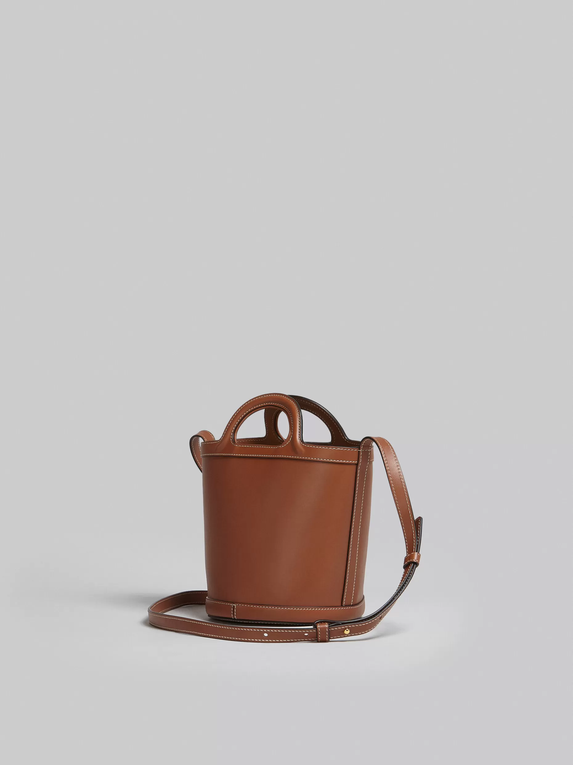 Women Marni Tropicalia Small Bucket Bag In Brown Leather