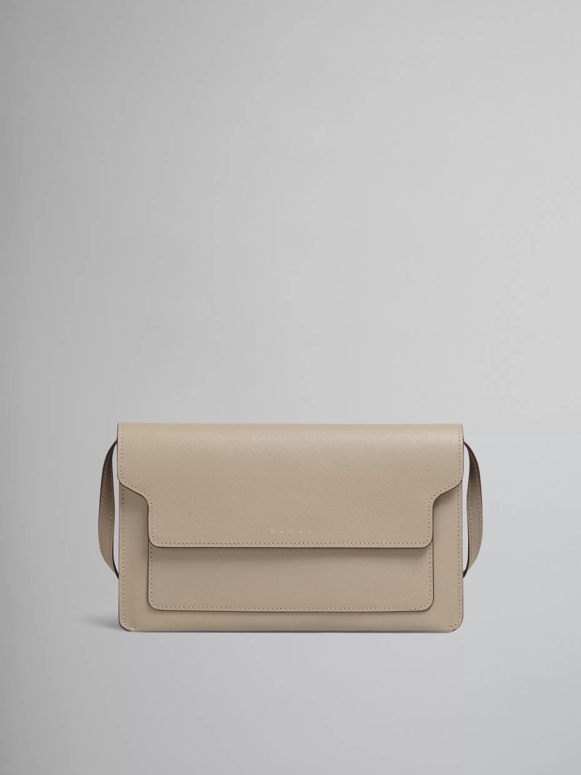 Women Marni Trunk Clutch Bag In Beige Saffiano Leather