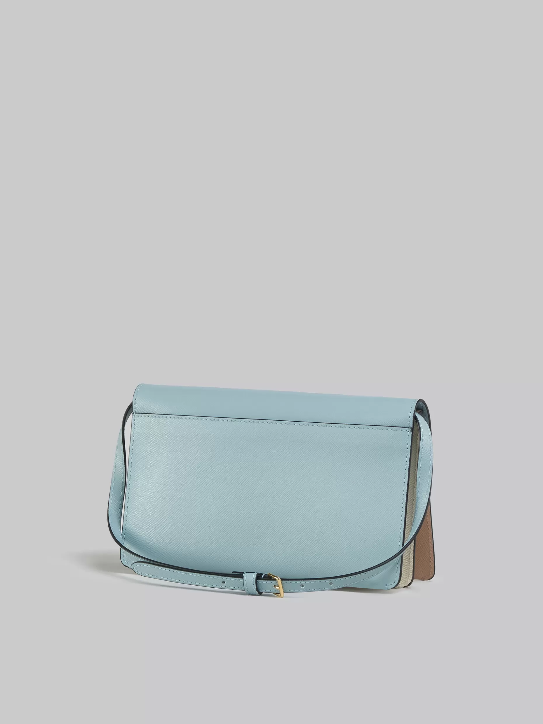 Women Marni Trunk Clutch In Light Blue Beige And White Saffiano Leather