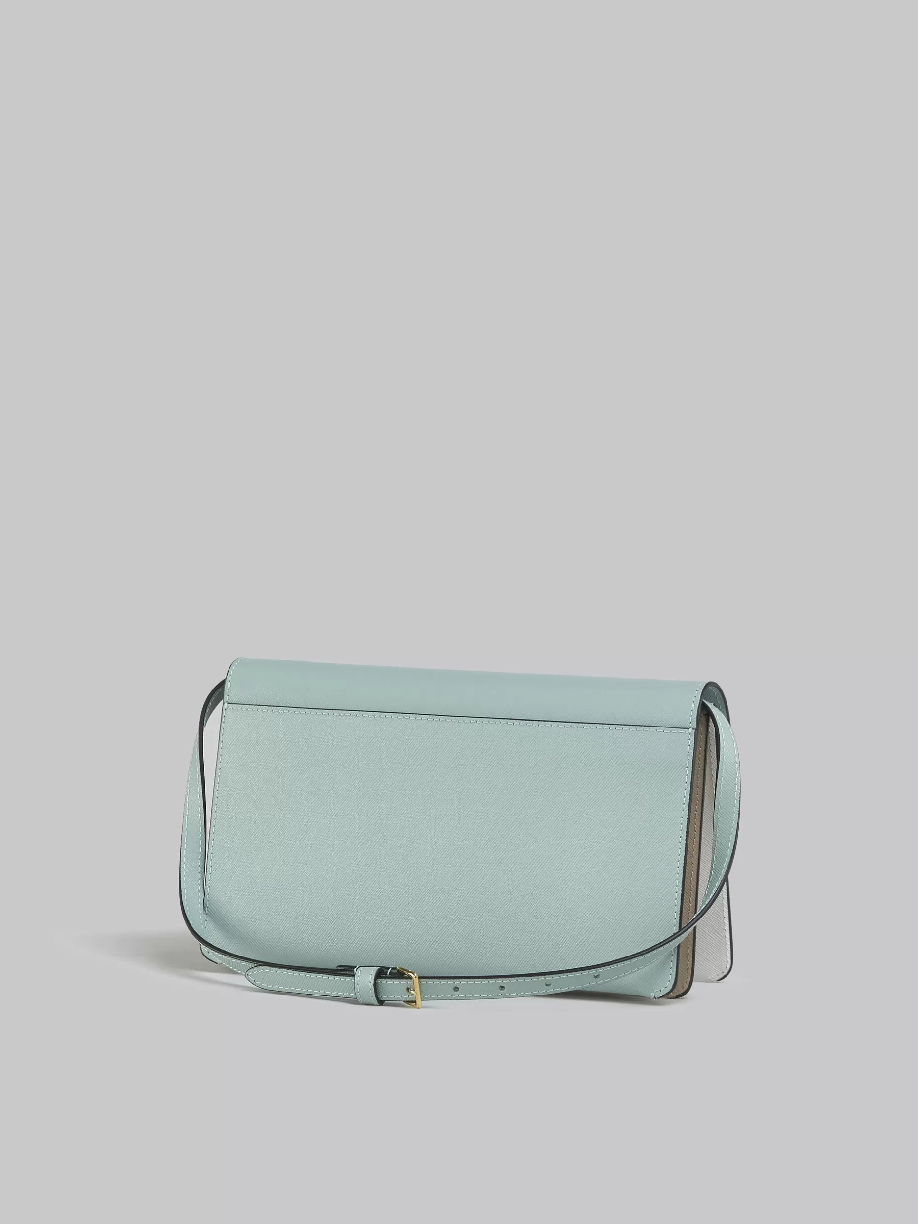 Women Marni Trunk Clutch In Light Green White And Brown Saffiano Leather