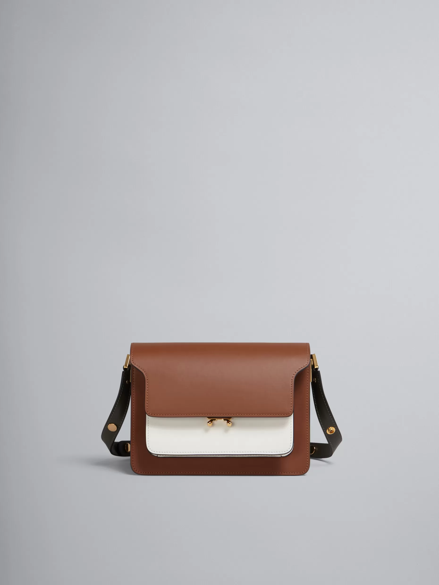 Women Marni Trunk Media Bag In Brown White And Green Leather