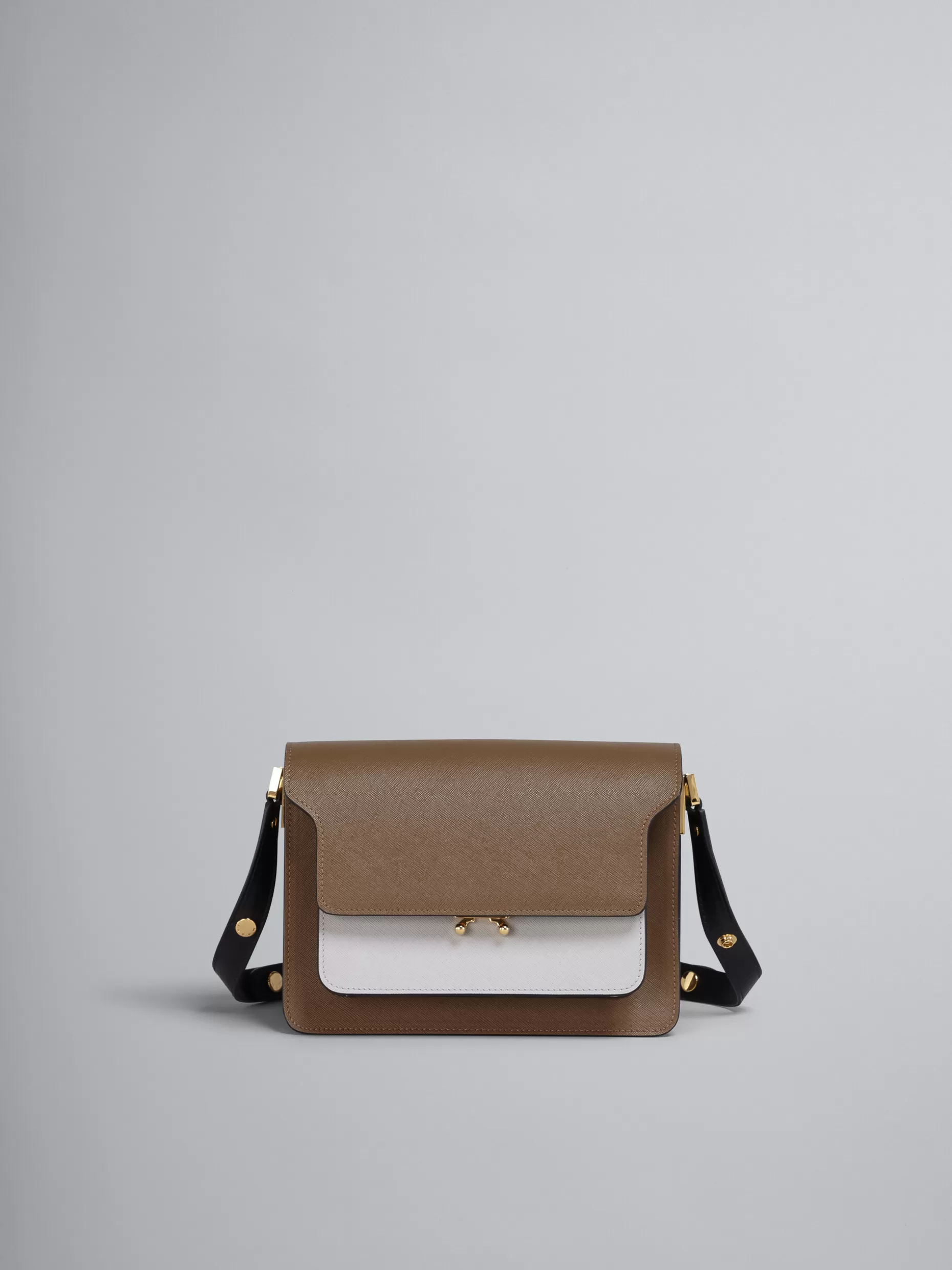 Women Marni Trunk Medium Bag In Brown Grey And Black Saffiano Leather