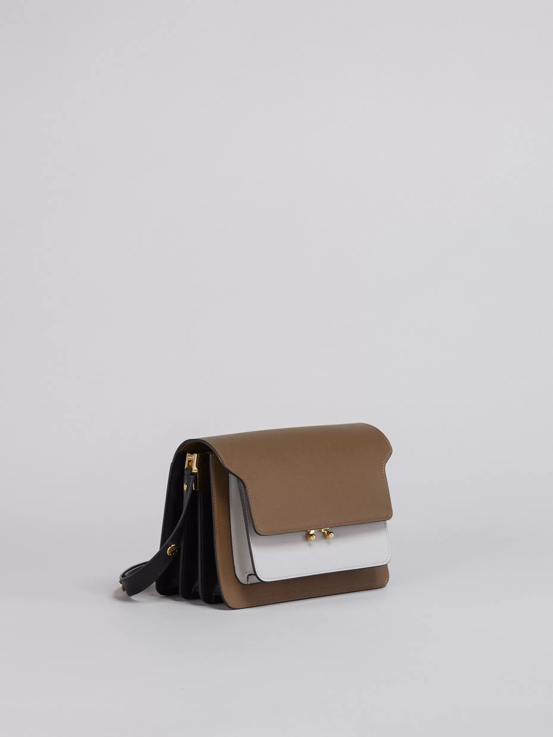 Women Marni Trunk Medium Bag In Brown Grey And Black Saffiano Leather