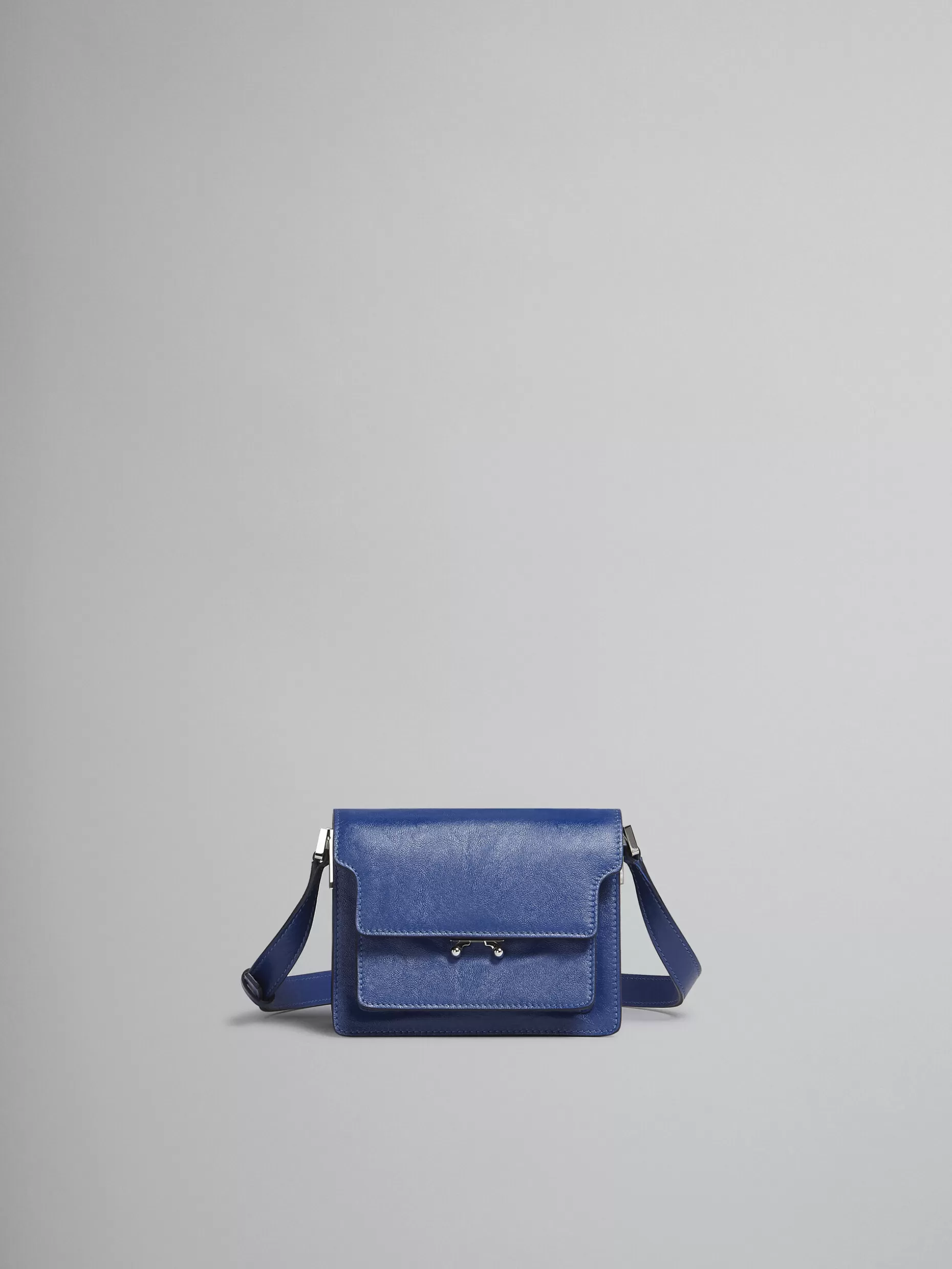 Men Marni Trunk Soft Mini Bag In Blue Leather