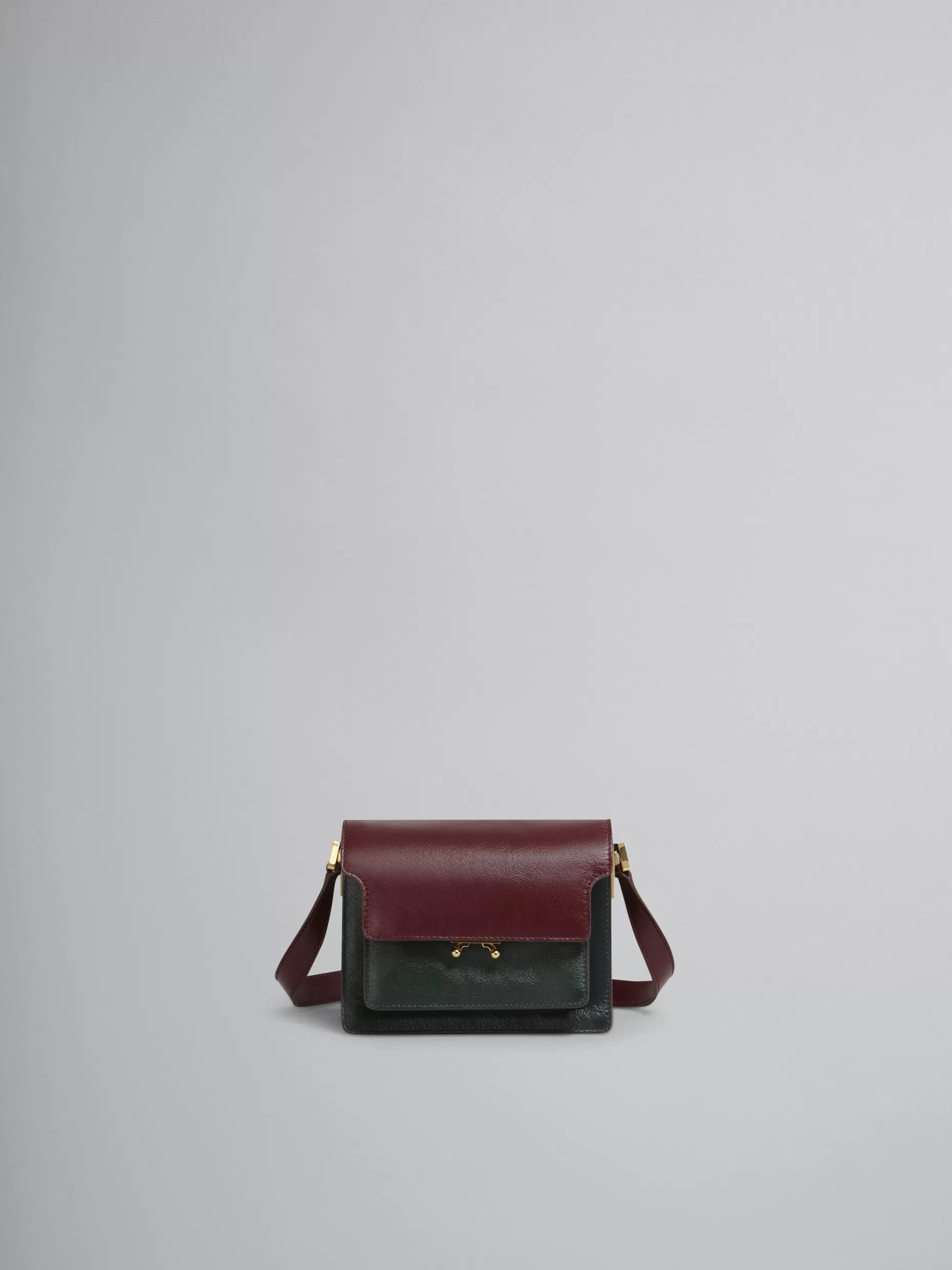 Women Marni Trunk Soft Mini Bag In Green And Burgundy Leather