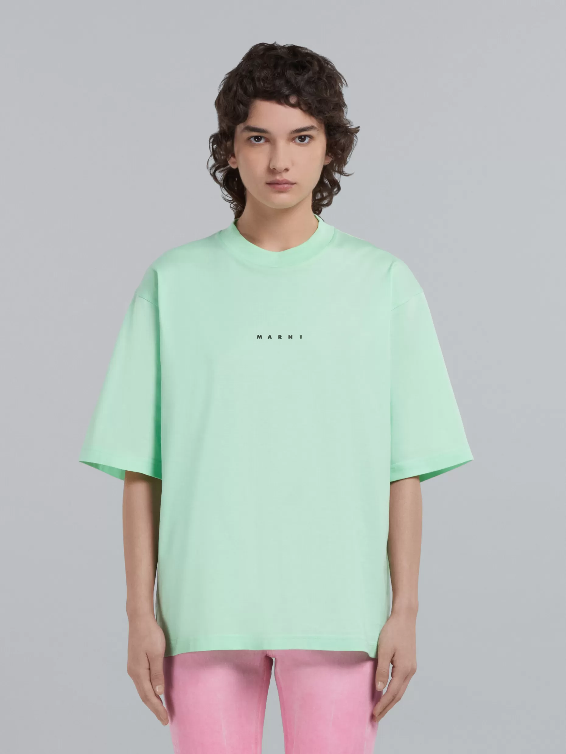 Women Marni T-Shirt In Green Bio Cotton With Logo