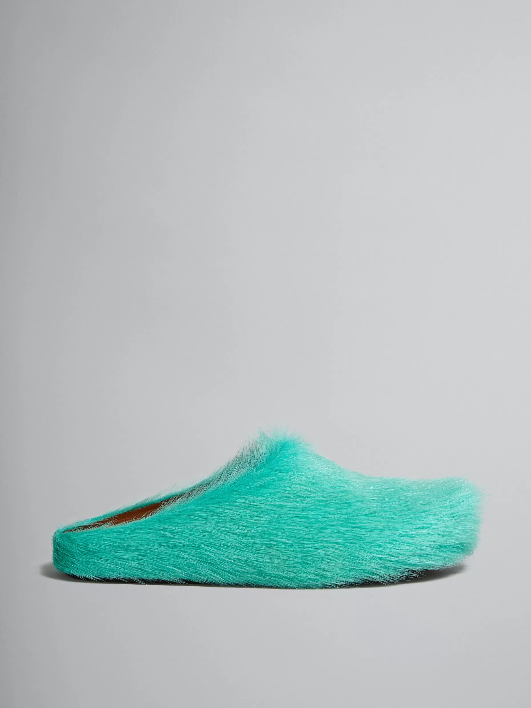 Men Marni Turquoise Long Haircalfskin Fussbett Sabot