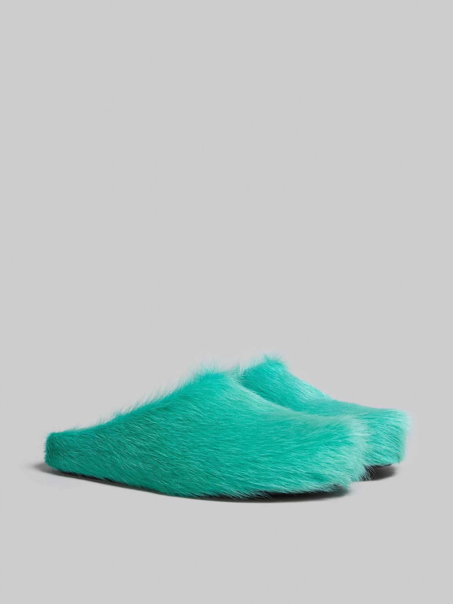 Men Marni Turquoise Long Haircalfskin Fussbett Sabot