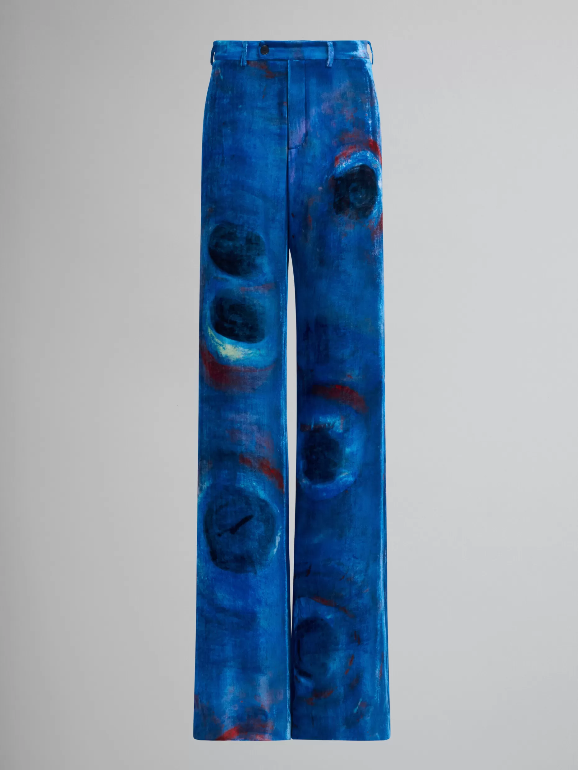 Men Marni Velvet Trousers With Buchi Blu Print