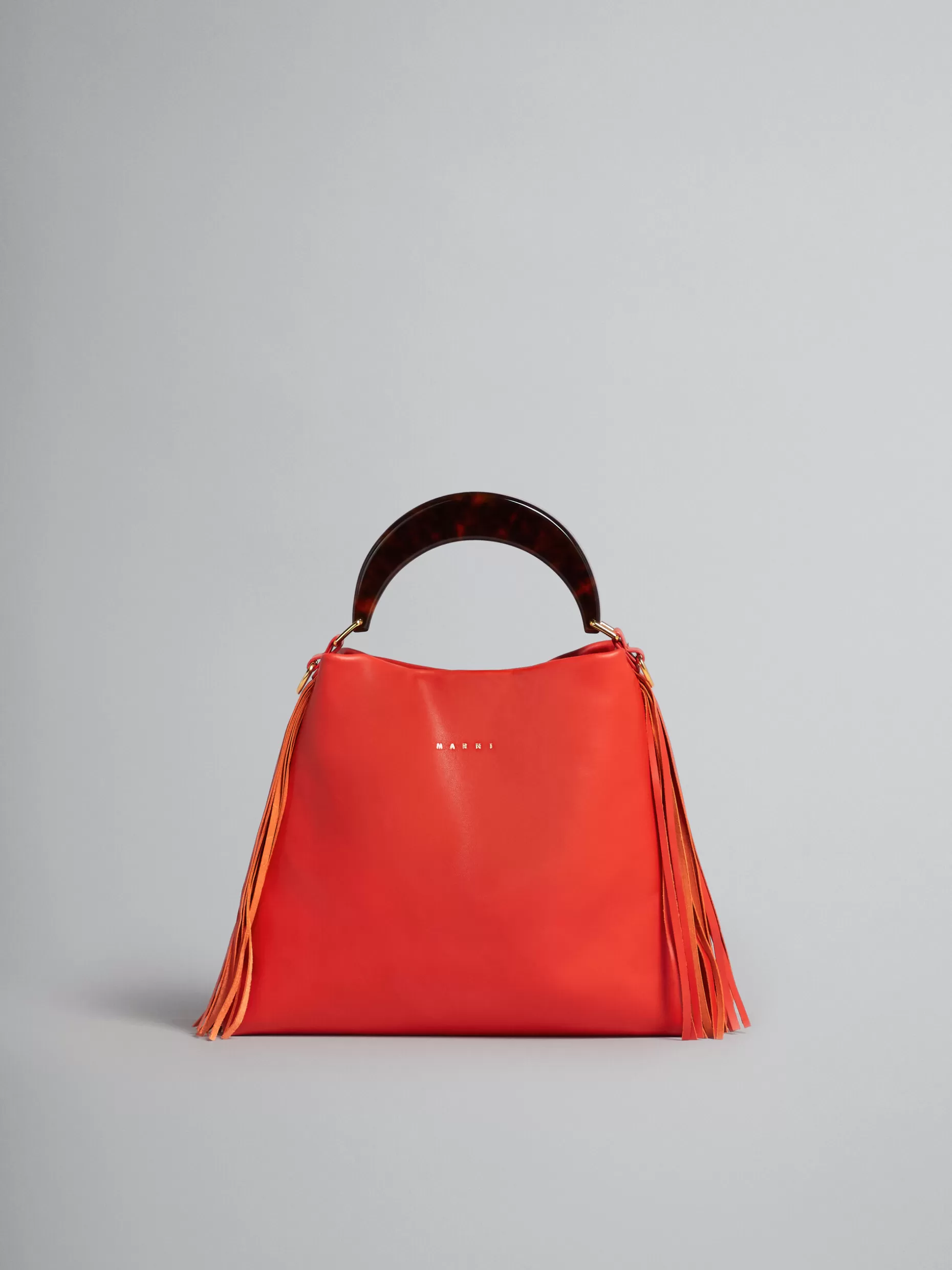 Women Marni Venice Small Bag In Orange Leather With Fringes