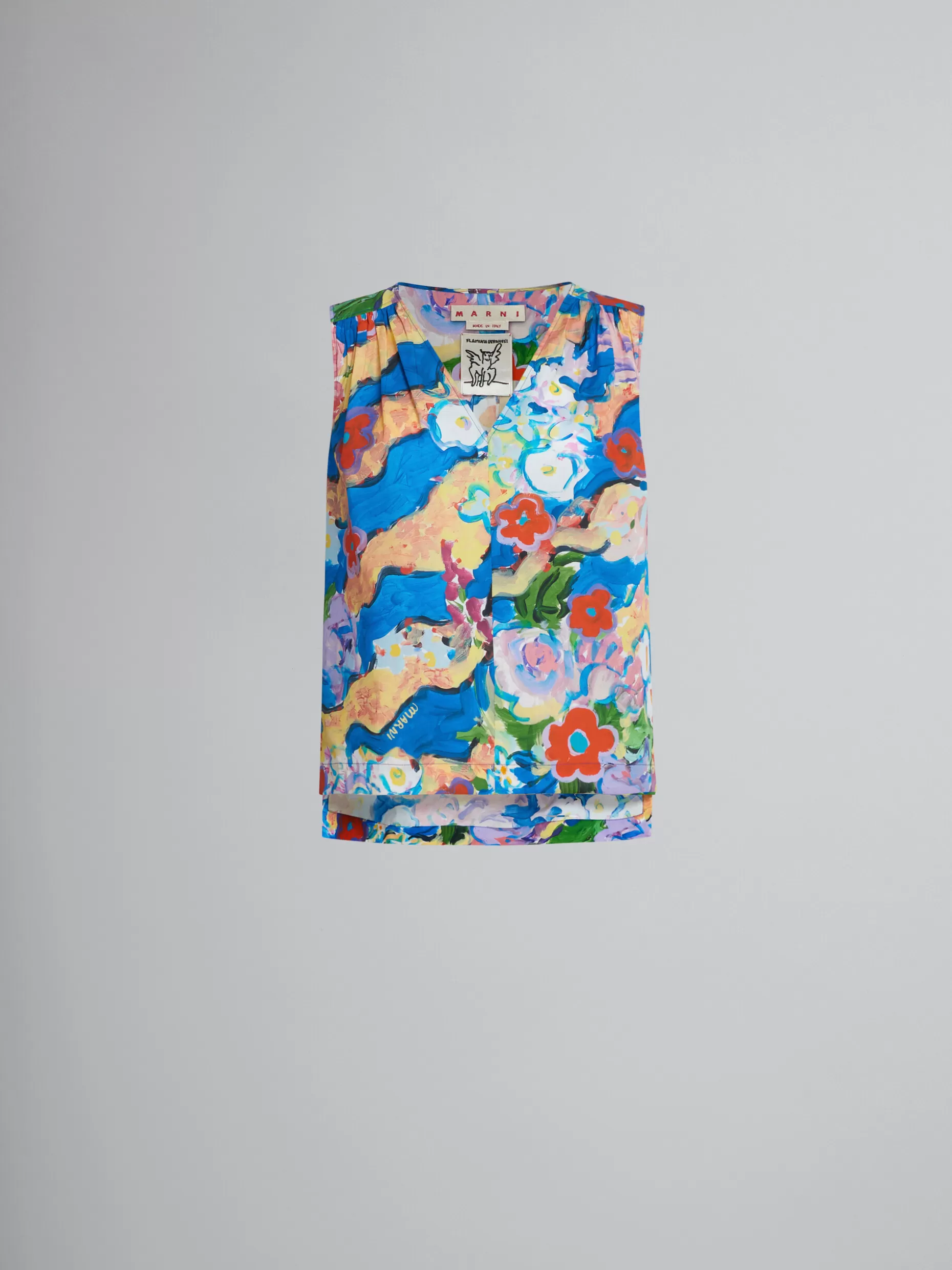 Women Marni V-Neck Printed Poplin Top