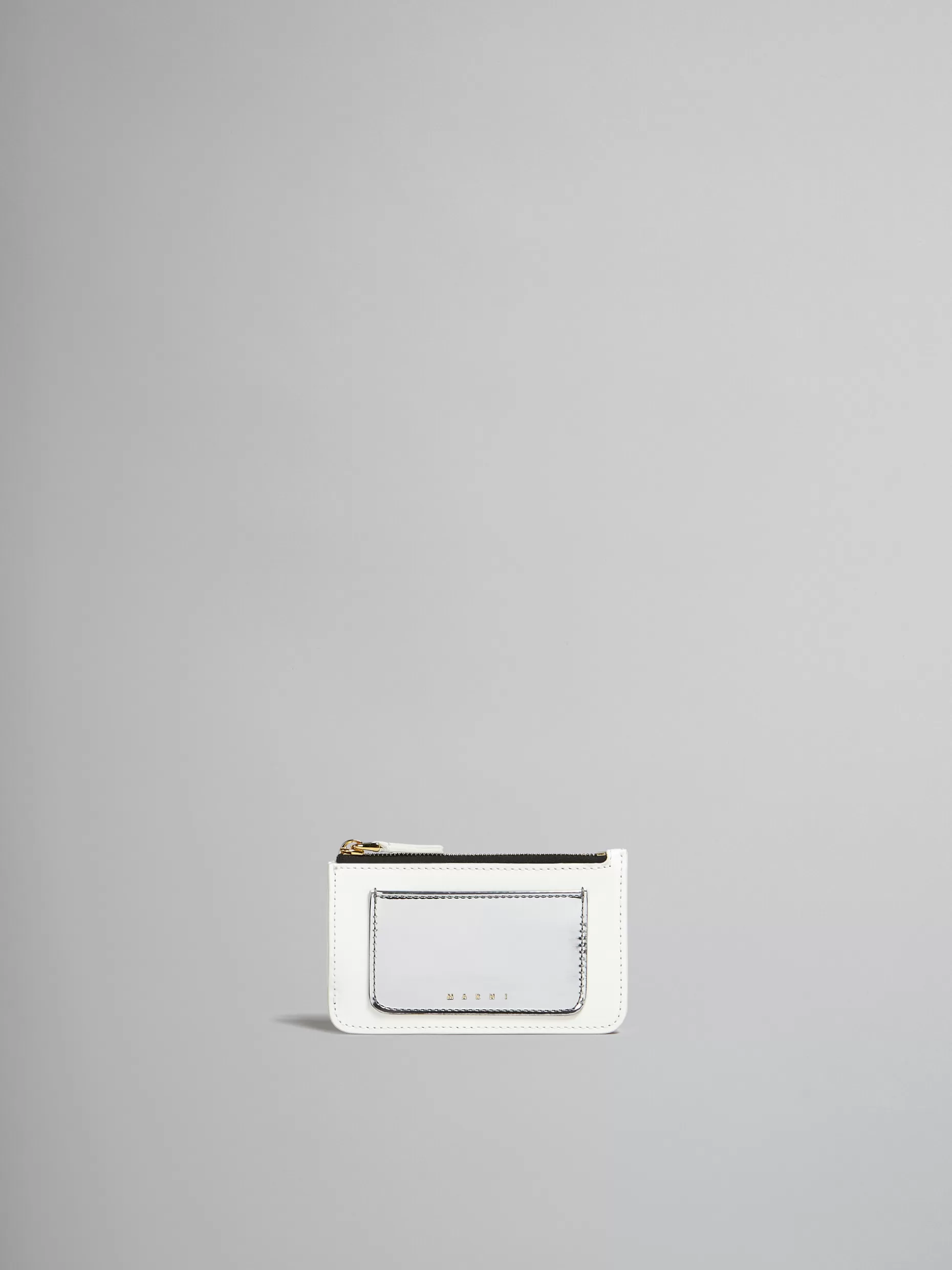 Women Marni White And Silver Leather Card Holder