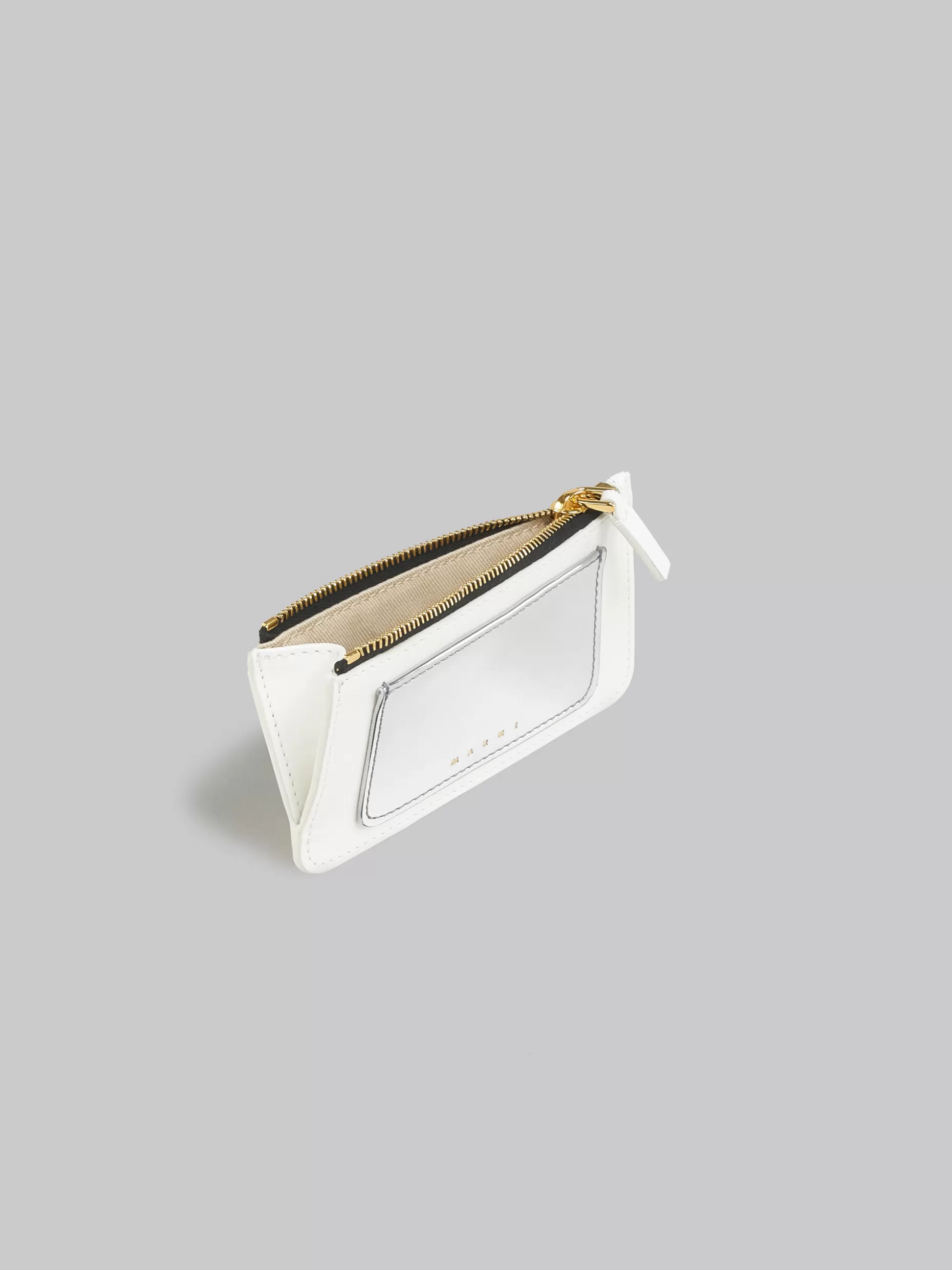 Women Marni White And Silver Leather Card Holder