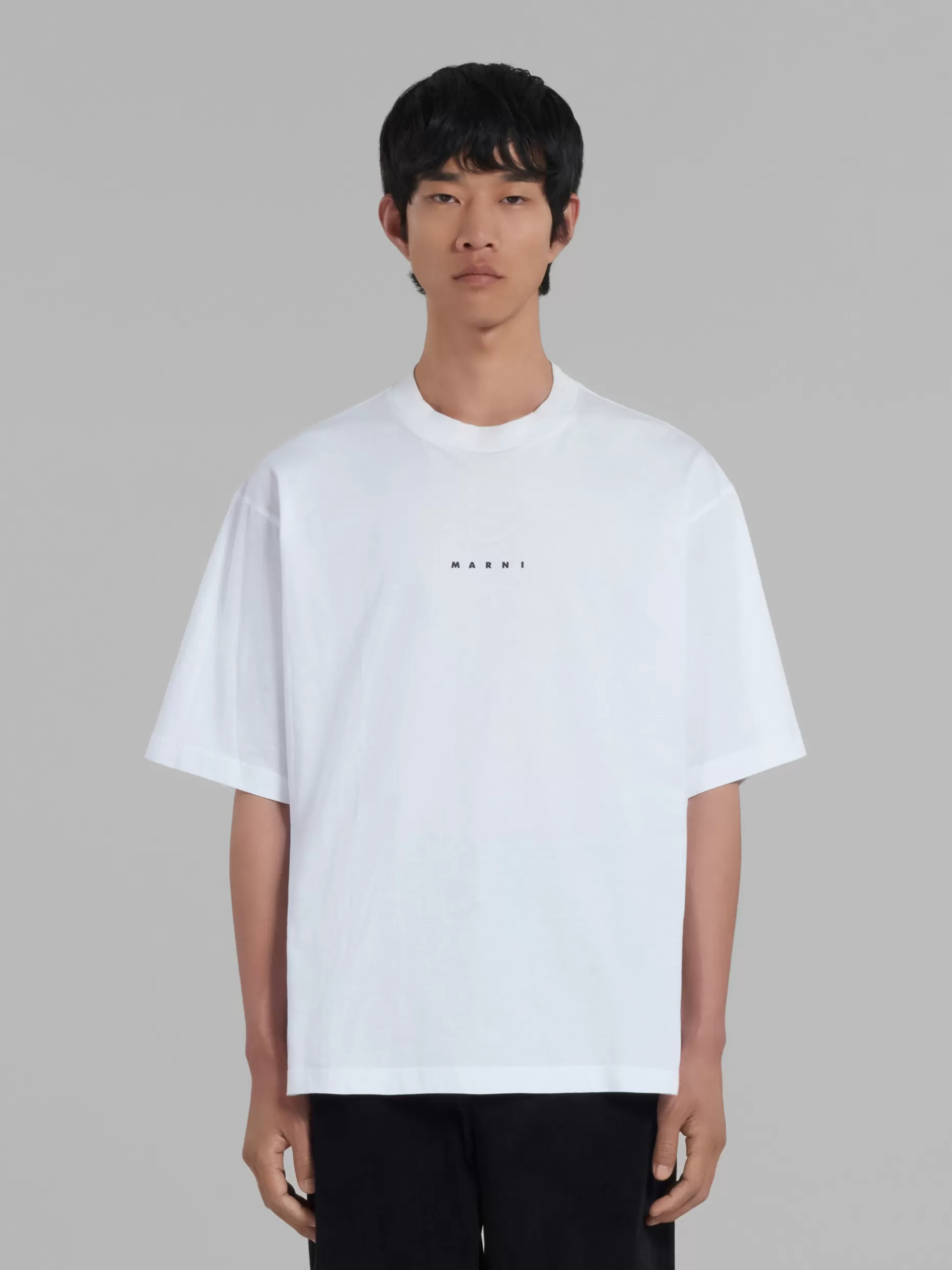 Men Marni White Bio Cotton T-Shirt With Logo