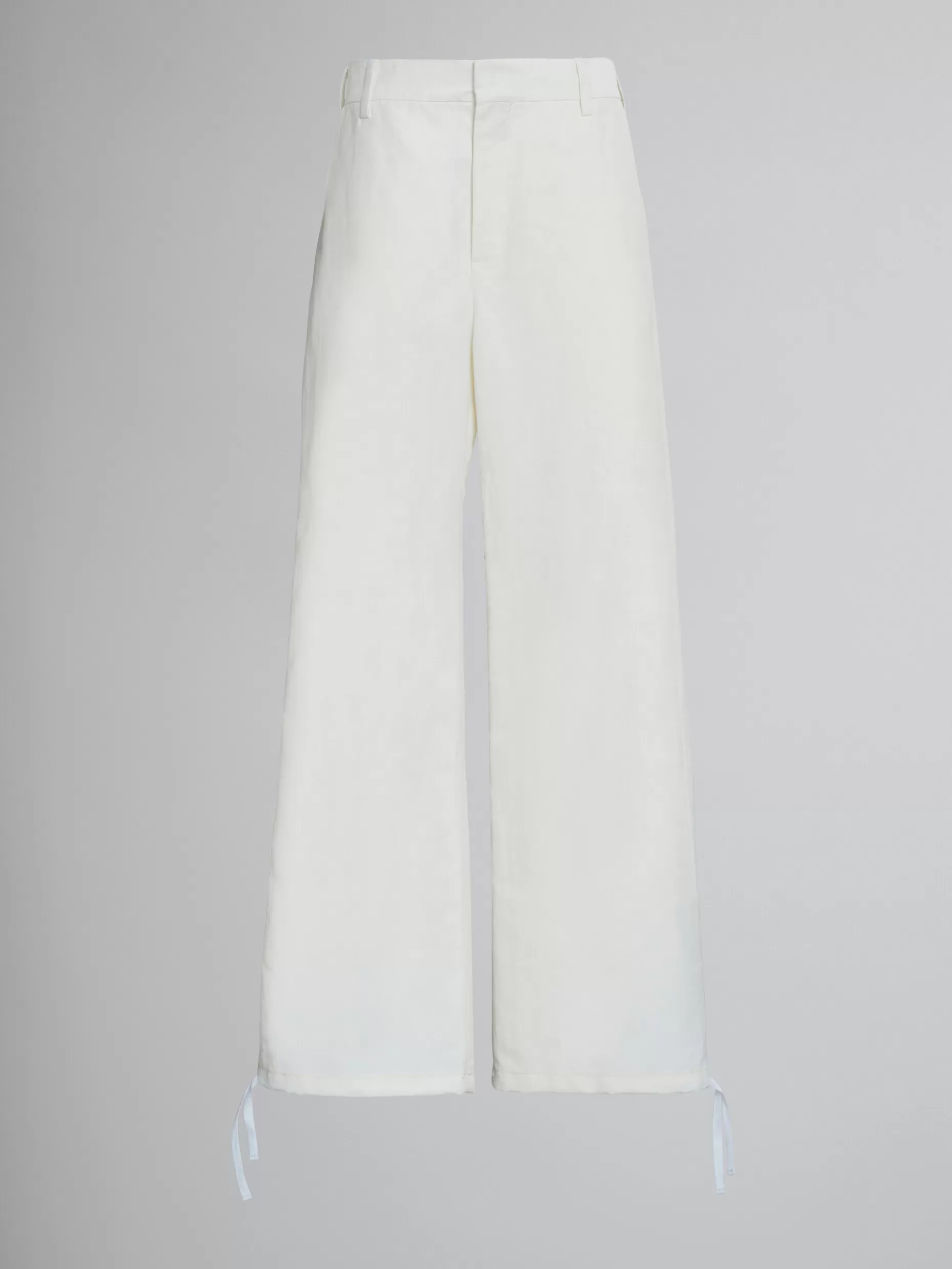 Women Marni White Cargo Trousers In Technical Cotton-Linen