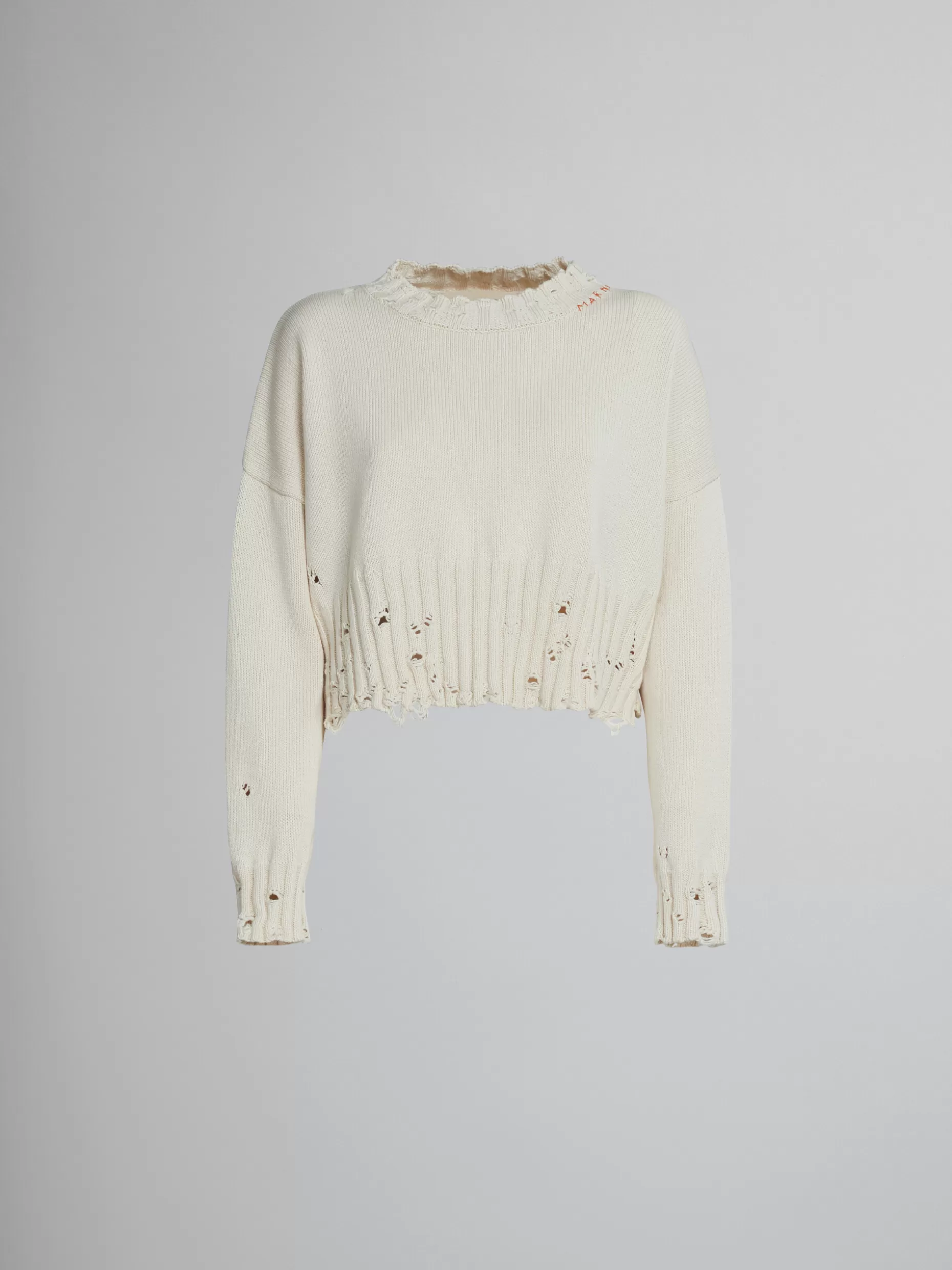 Women Marni White Cotton Cropped Sweater