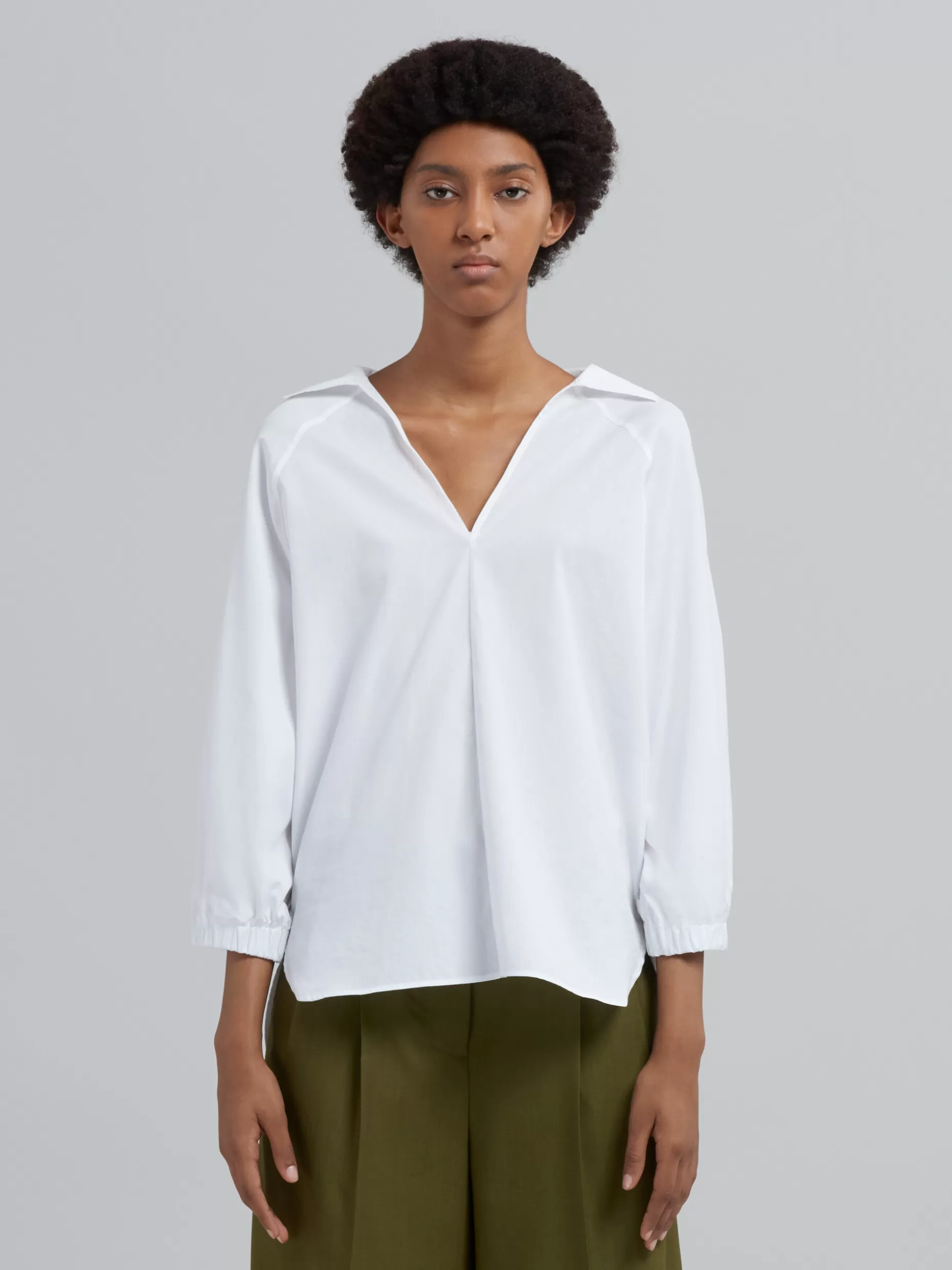 Women Marni White Cotton Poplin Blouse