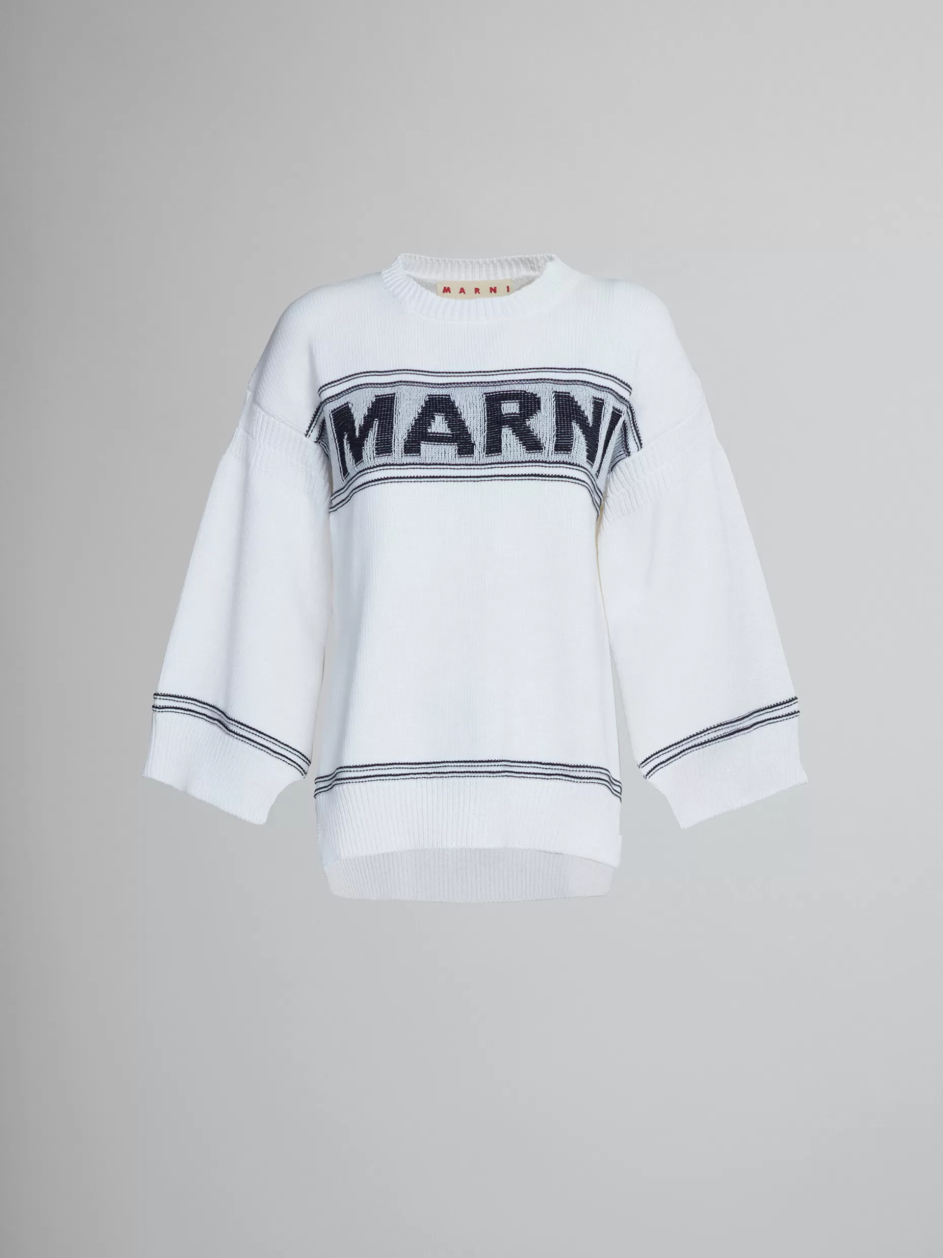 Women Marni White Cotton Sweater With Logo