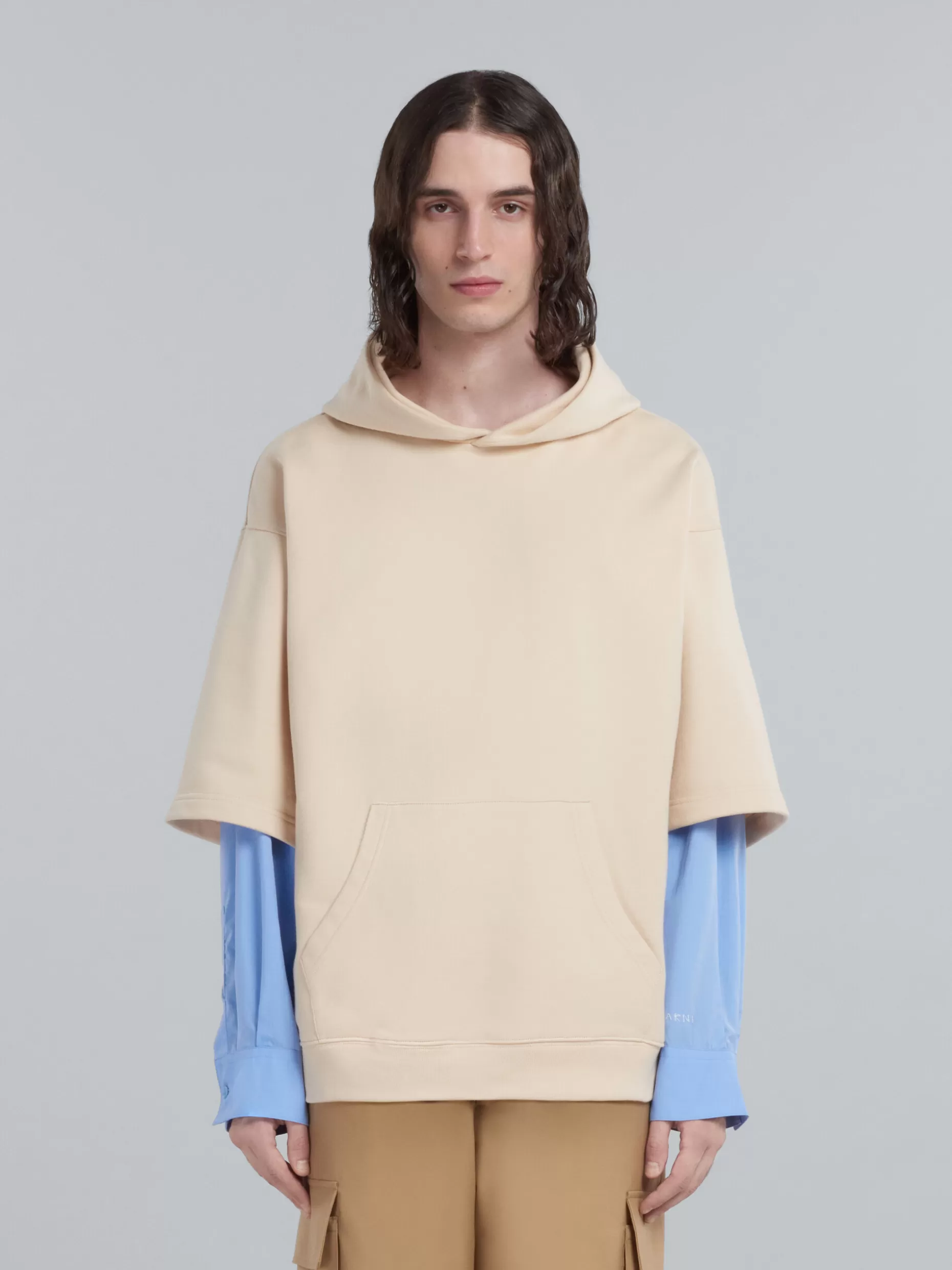 Men Marni White Cotton Sweatshirt With Contrasting Sleeves