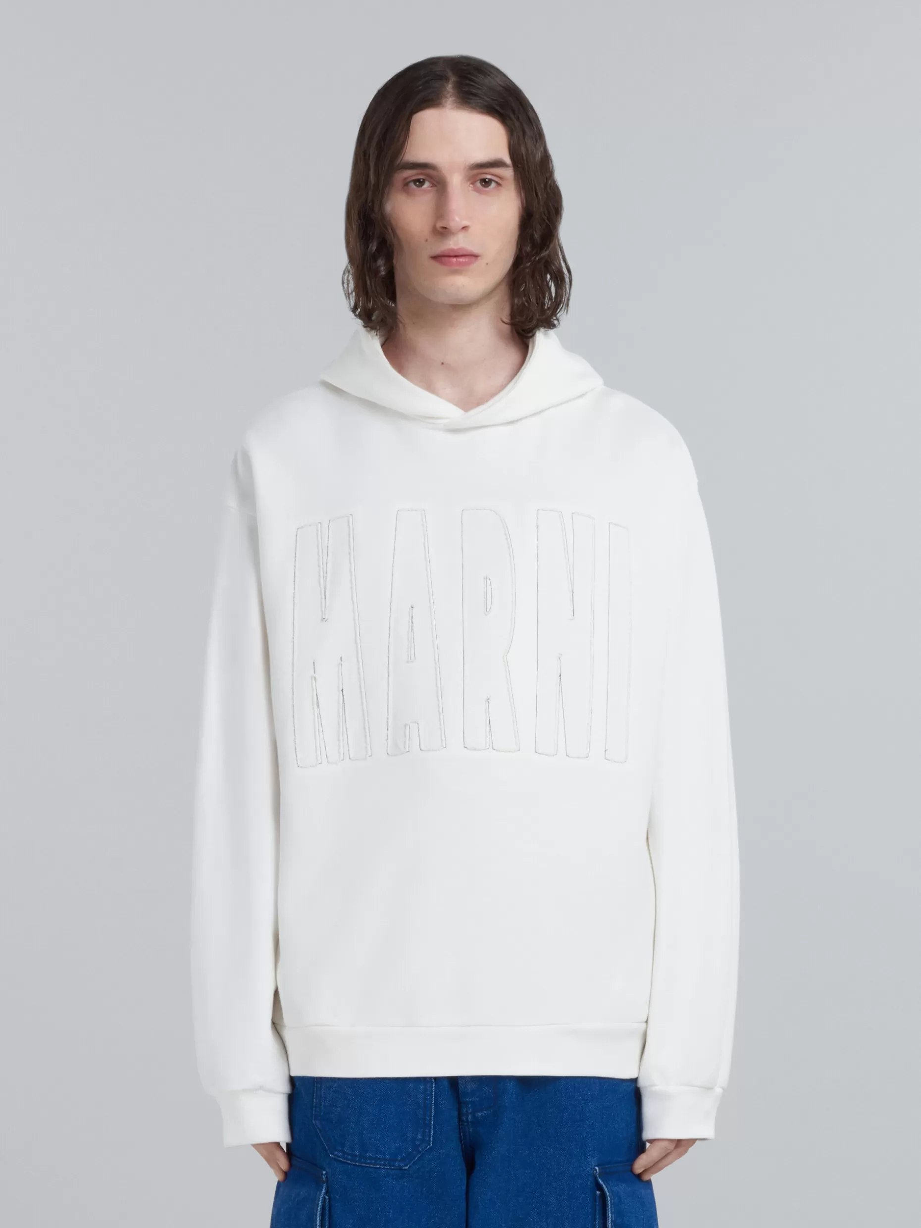 Men Marni White Cotton Sweatshirt With Logo