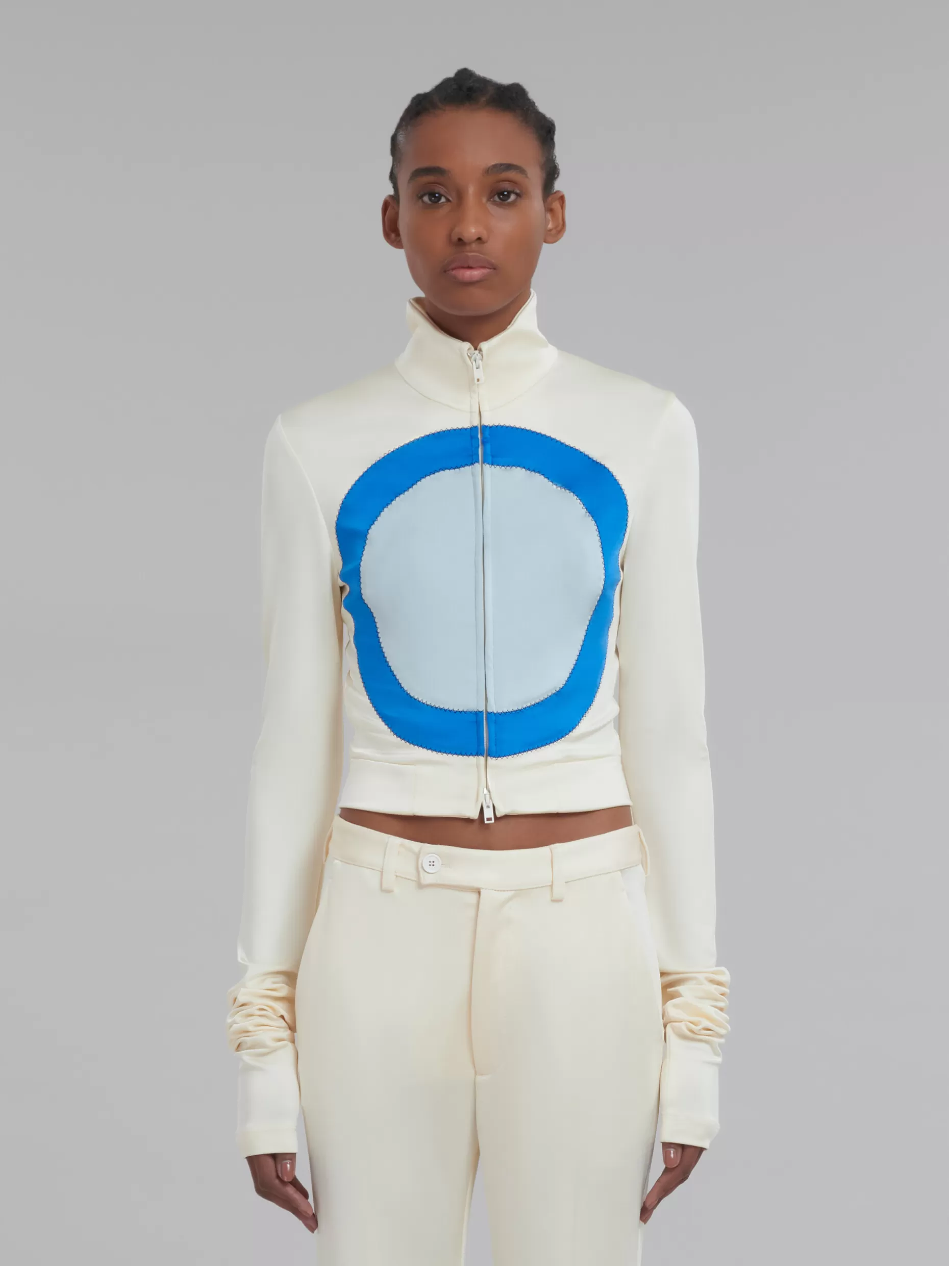 Women Marni White Jersey Jacket With Circle Inlays