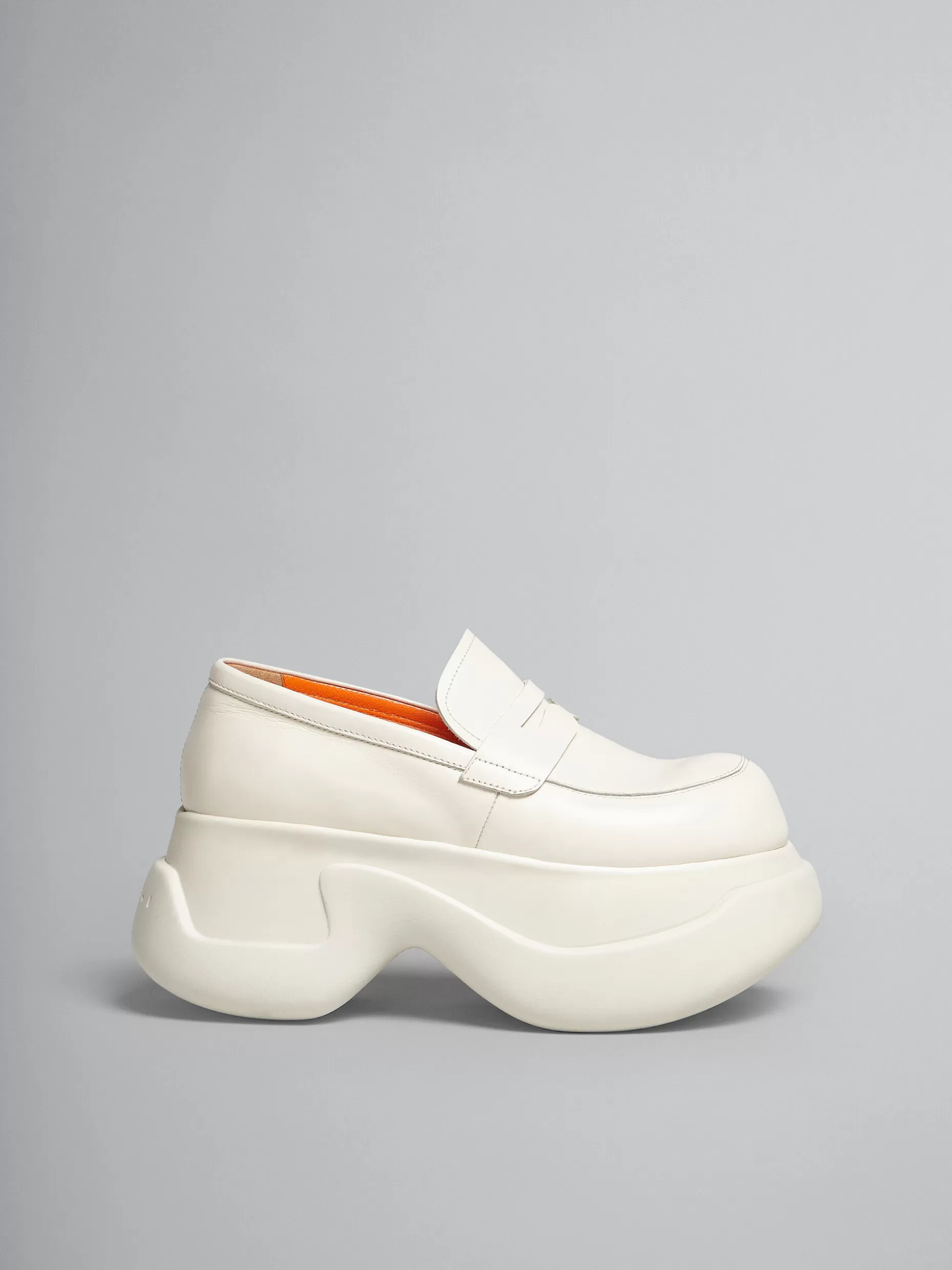 Women Marni White Leather Aras 23 Chunky Mocassin